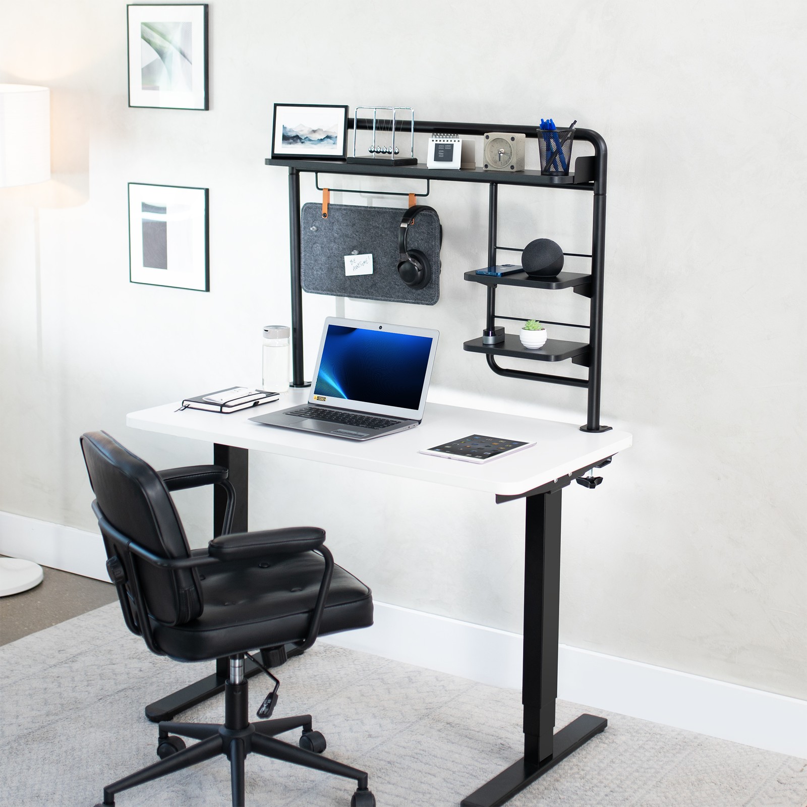 VIVO Clamp-on 38″ Desktop Shelving System with Magnetic Memo Board