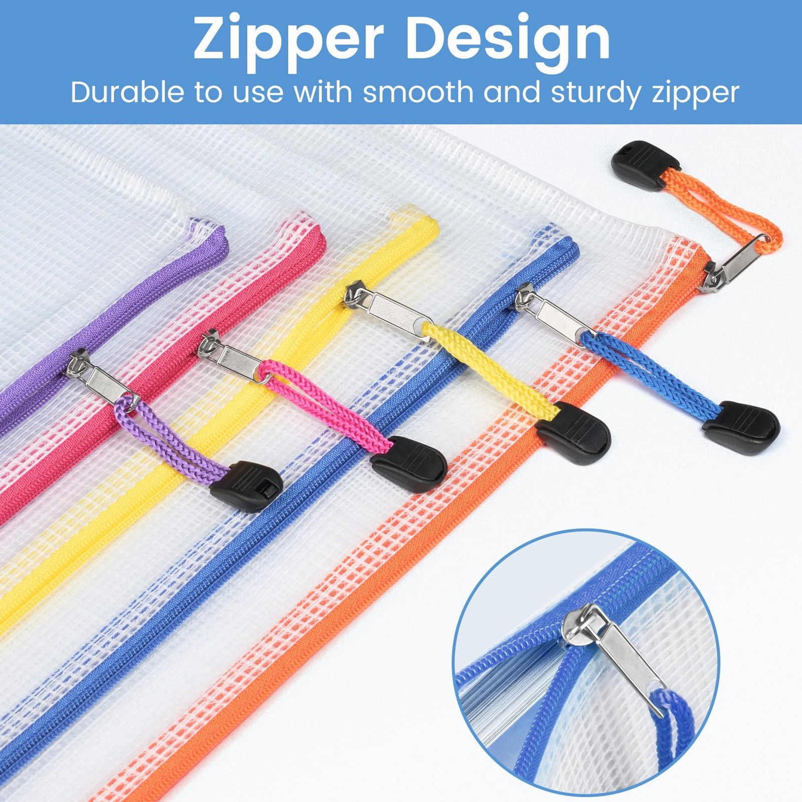 24 Pack Mesh Zipper Pouch Bags with Label Pocket, A6 (9.1×4.7 in) Small Penci…