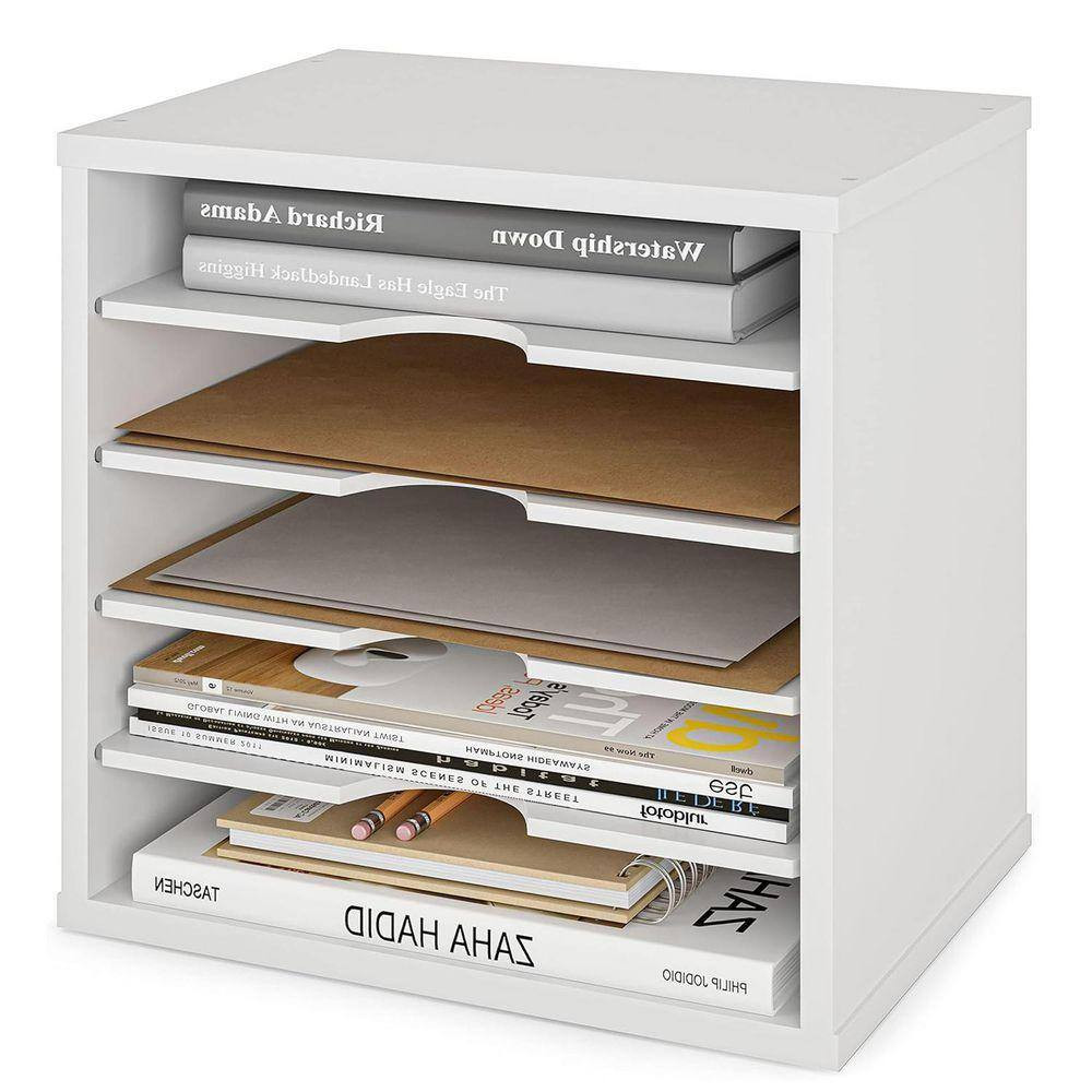 White 13.6 In. X 12 In. Wood Modern Desk File Organizer