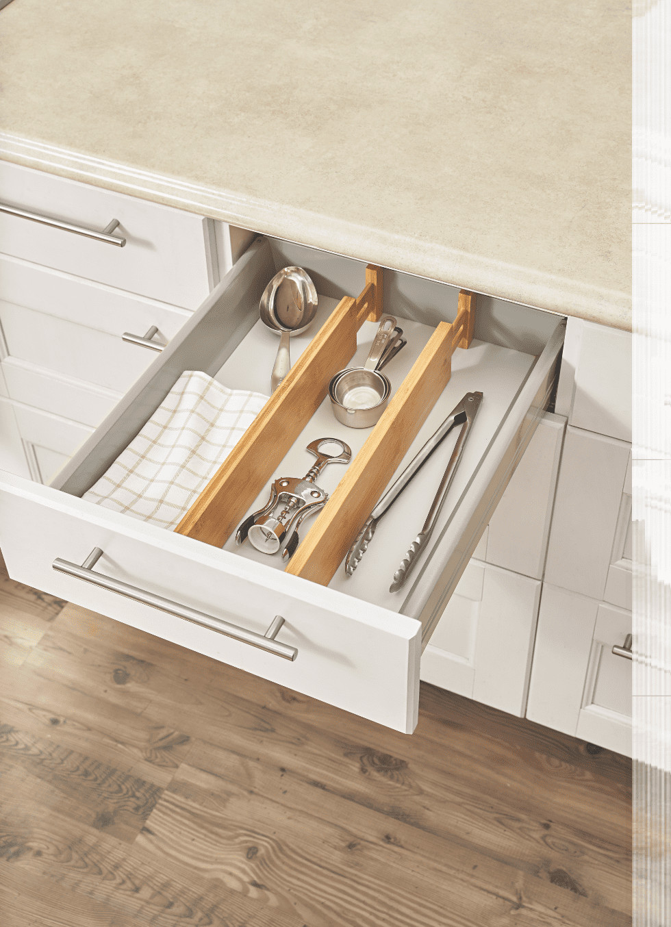 2PC Bamboo Kitchen Organizer Expandable Drawer Dividers, 17.5-22.8×0.59×3.1in