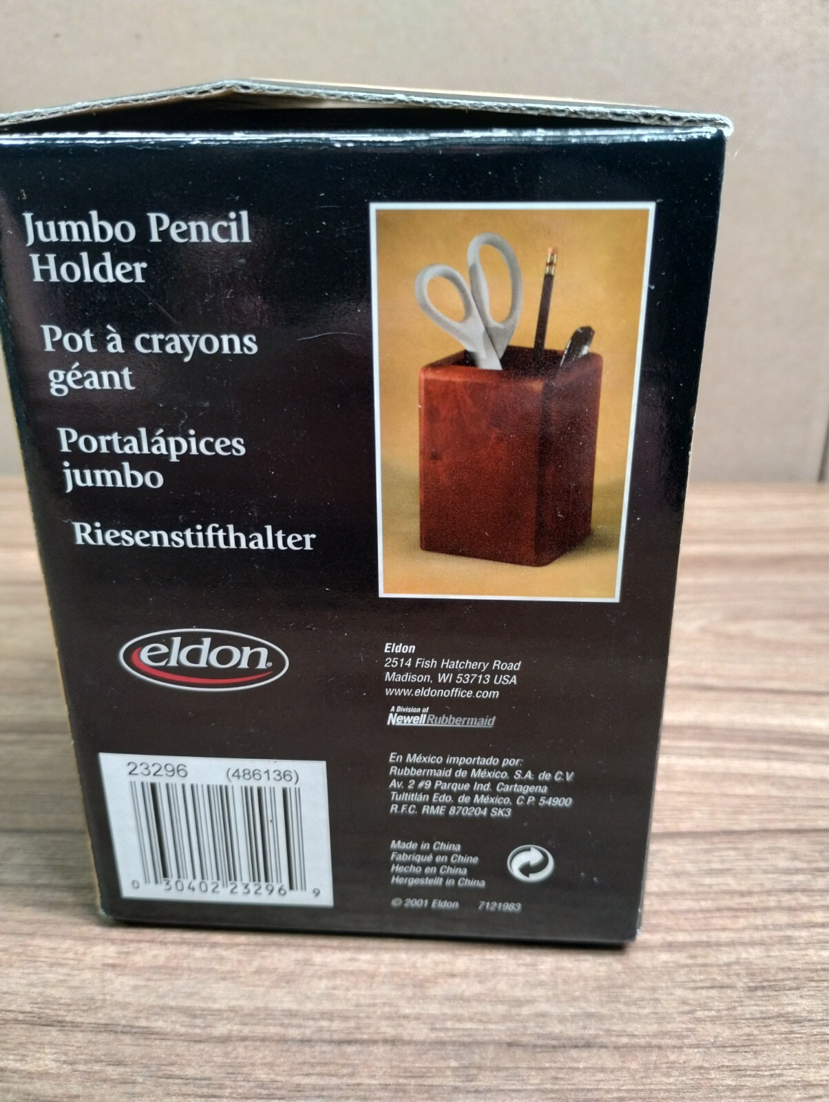 new vintage ELDON SOLID WOOD jumbo PENCIL HOLDER nos MAHOGANY finish EXPRESSIONS