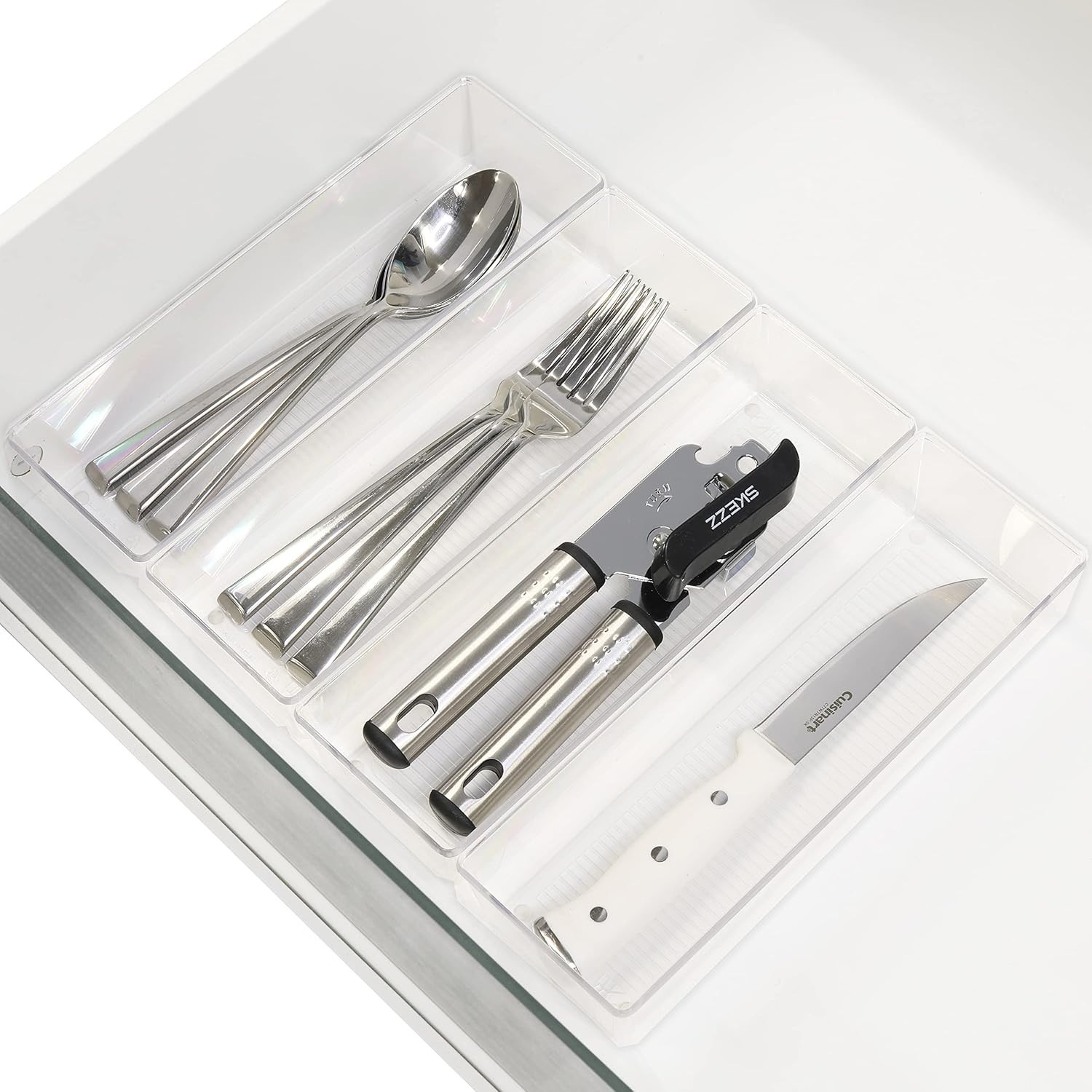 Clear Drawer Organizer for Office Bin Desk Storage, 3.25″x 9.5″, 4 Packs