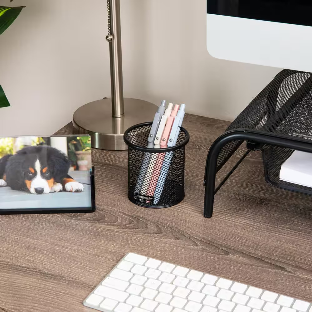 Pen and Accessories Holder, Desktop Organizer, Office, Metal Mesh, 3.5 In. L X 3