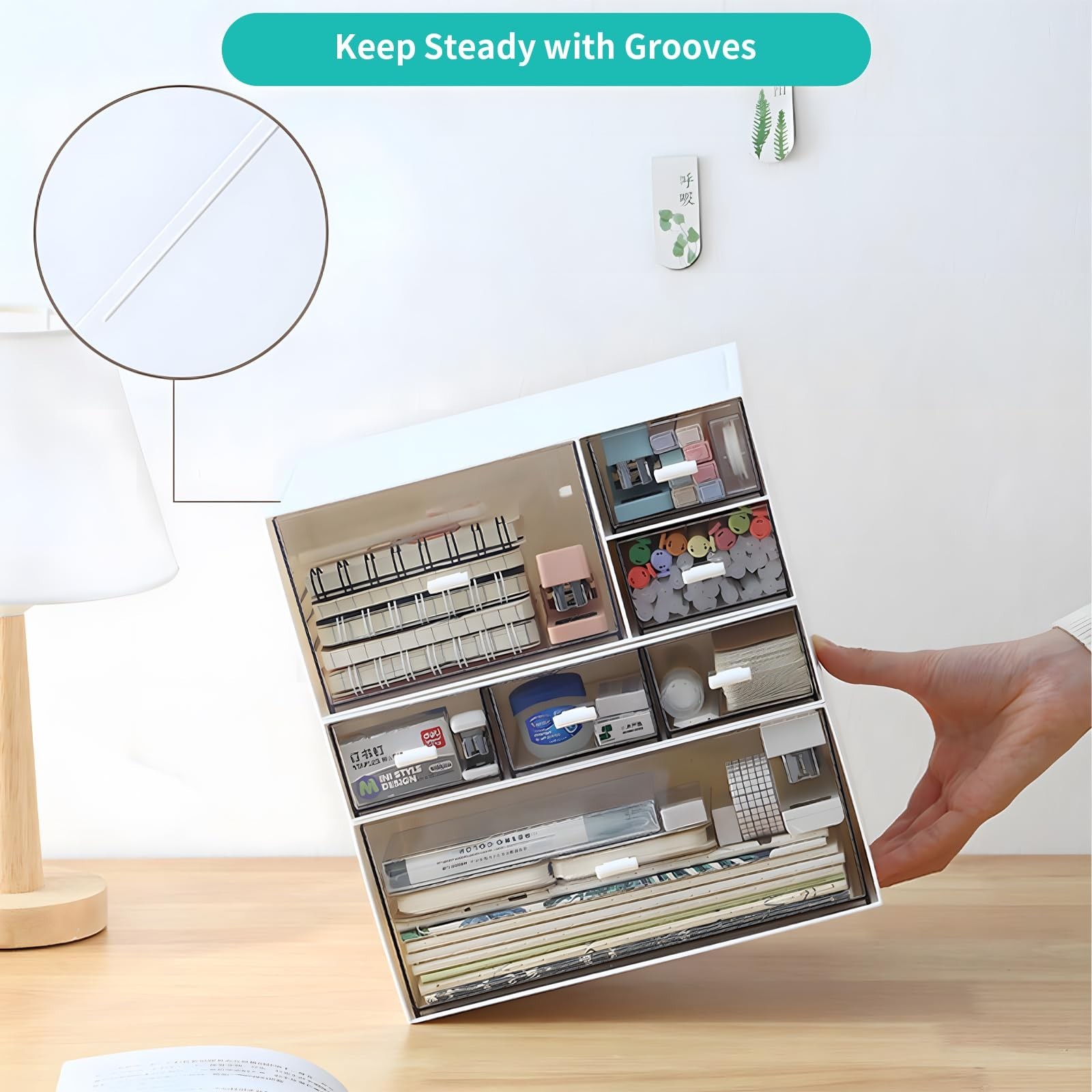 Desk Craft Organizer and Storage with 4 Mixed Drawers, Stackable Plastic Desk…