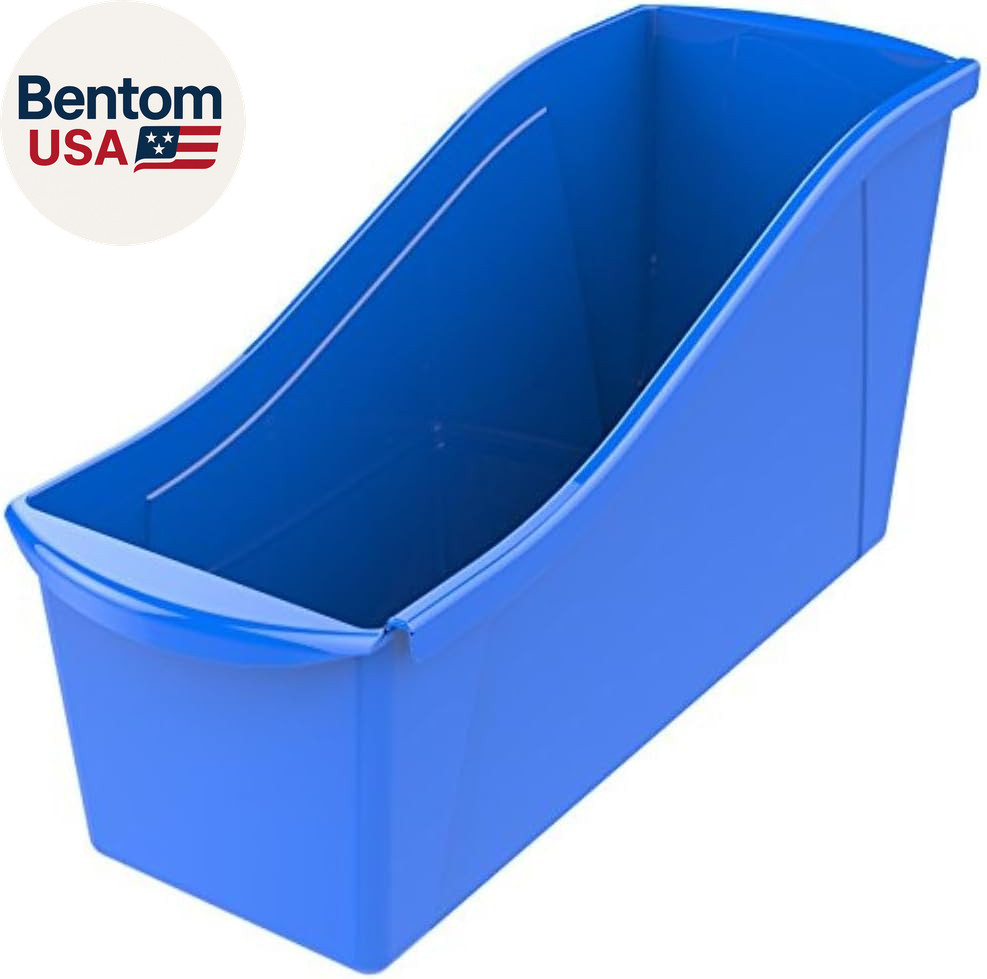 Large Book Bin, Interlocking Plastic Organizer for Home, Office and Classroom, B