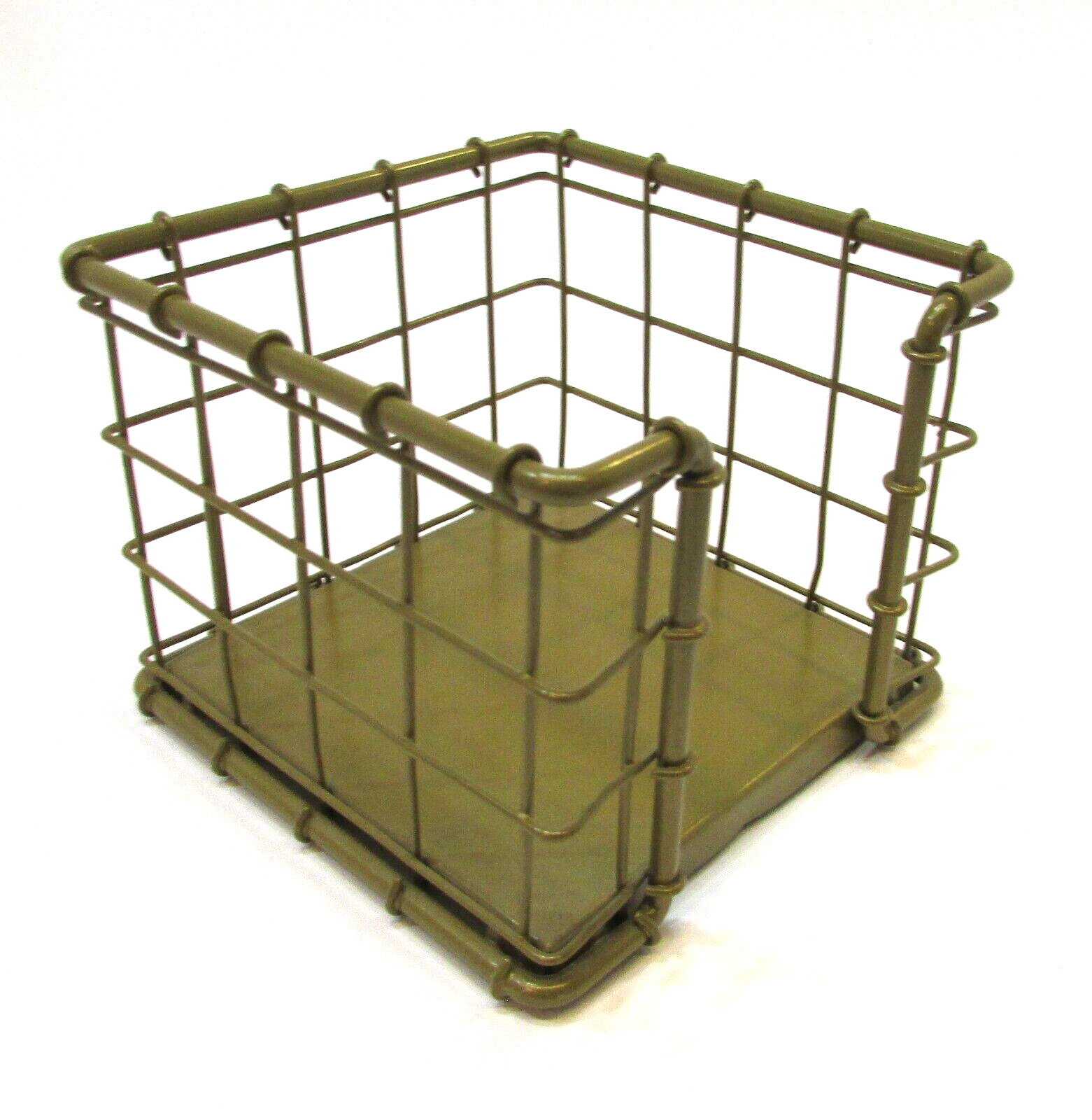 New Goldtone Steel Wire Mesh Fence Desktop Notepad Holder 4″ Note Paper Caddy