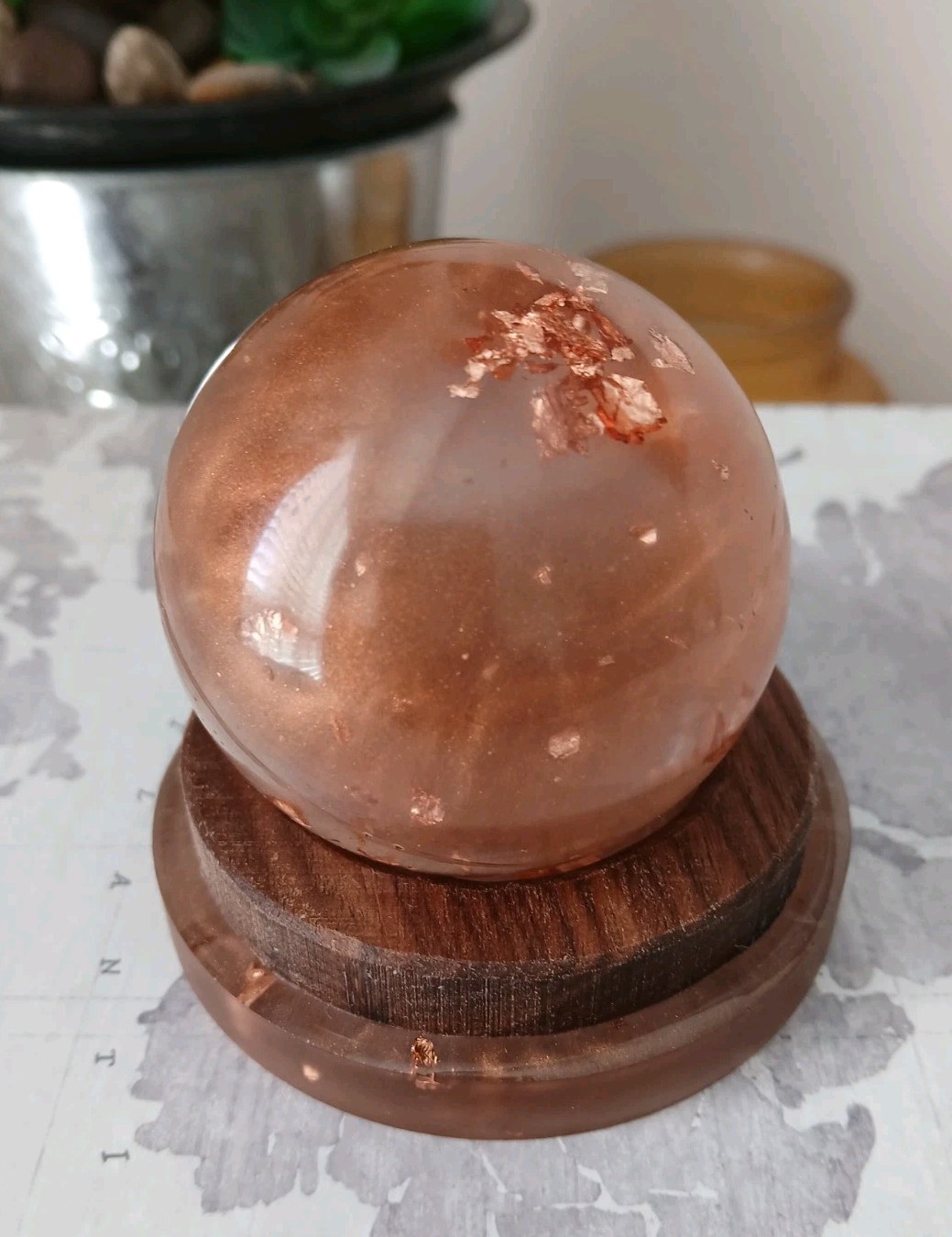 New HANDCRAFTED Resin & Wood DESK ACCESSORY SET Business Card Holder Executive