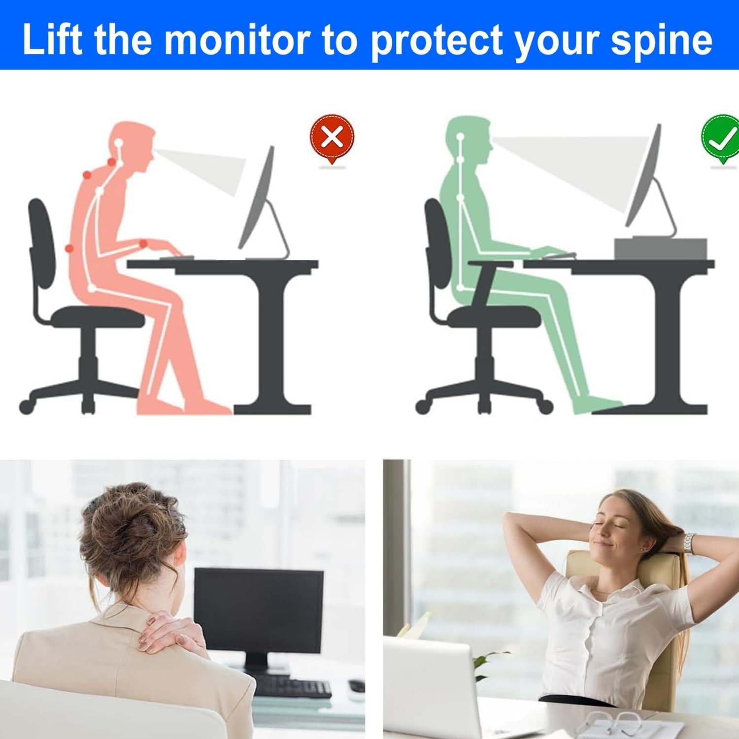gianotter Desk Organizer with Drawer & Pen Holders – Black Monitor Stand