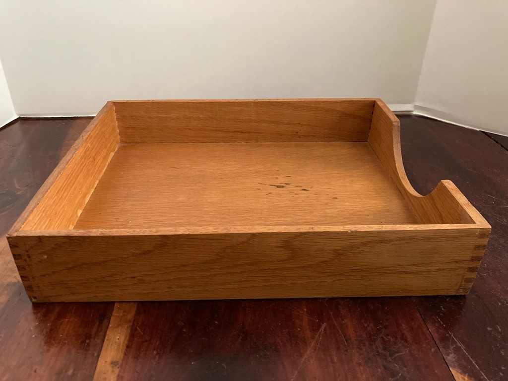 Vintage Hedges Files 1721 The Line Dovetail Oak Wooden Box Letter File Desk Tray