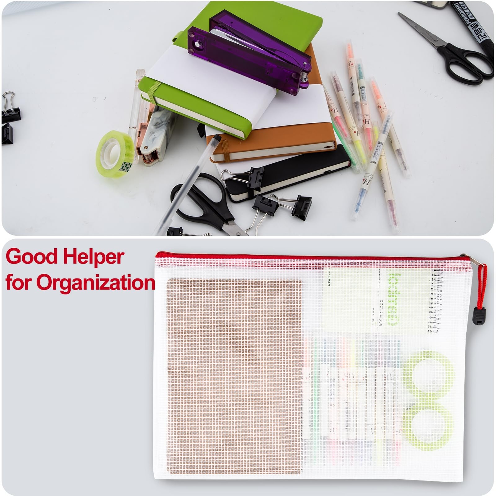 36pcs Mesh Zipper Pouch Bags, A4 Zipper Bags for Organizing Storage, 13″ x 9….