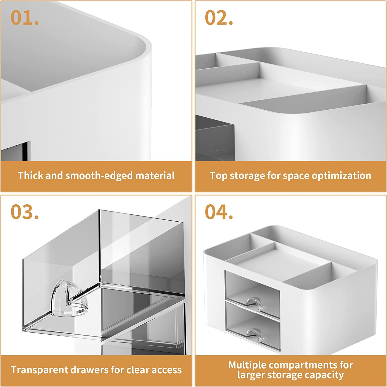 Pen Organizer with 2 Drawer, Multi-Functional Pencil Holder for Desk, Desk Organ