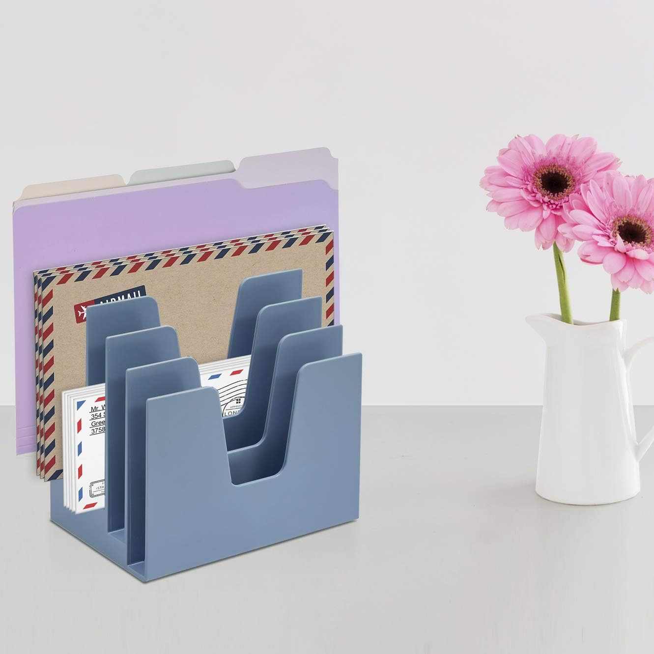 5 Section Incline File Sorter Organizer, Mail, Folder, Letter Desk Organizer, Ra