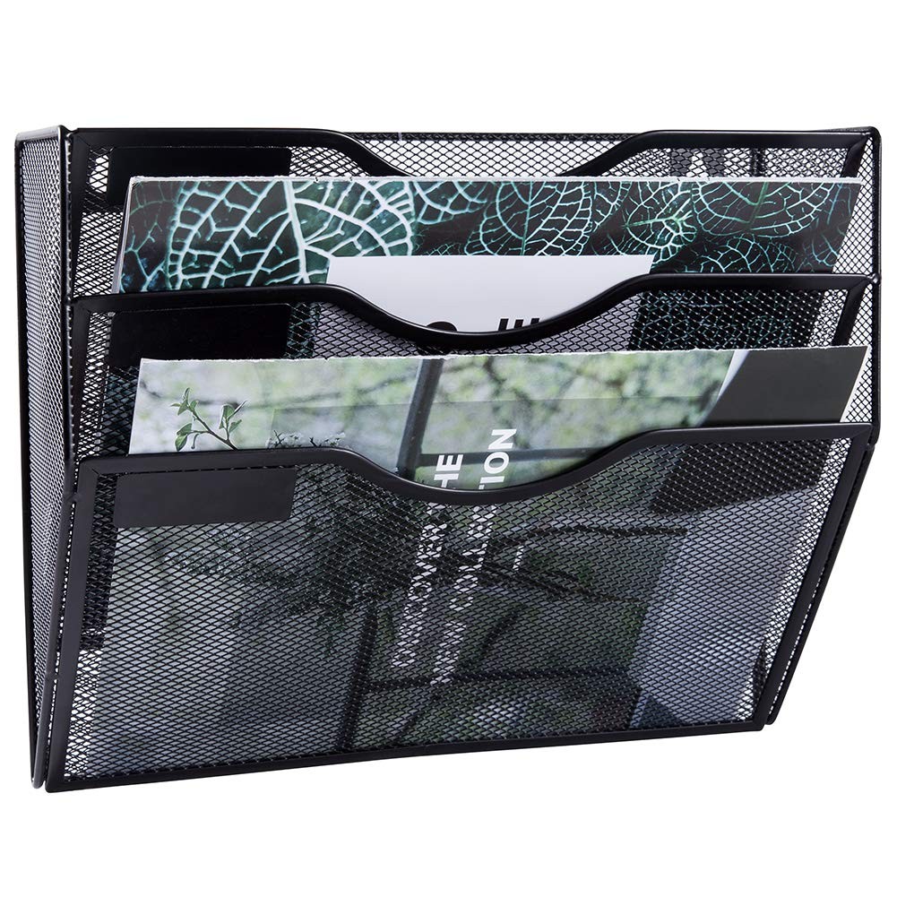 Easepres 3 Pocket Mesh Hanging Wall File Organizer Wall Mounted Mail Paper