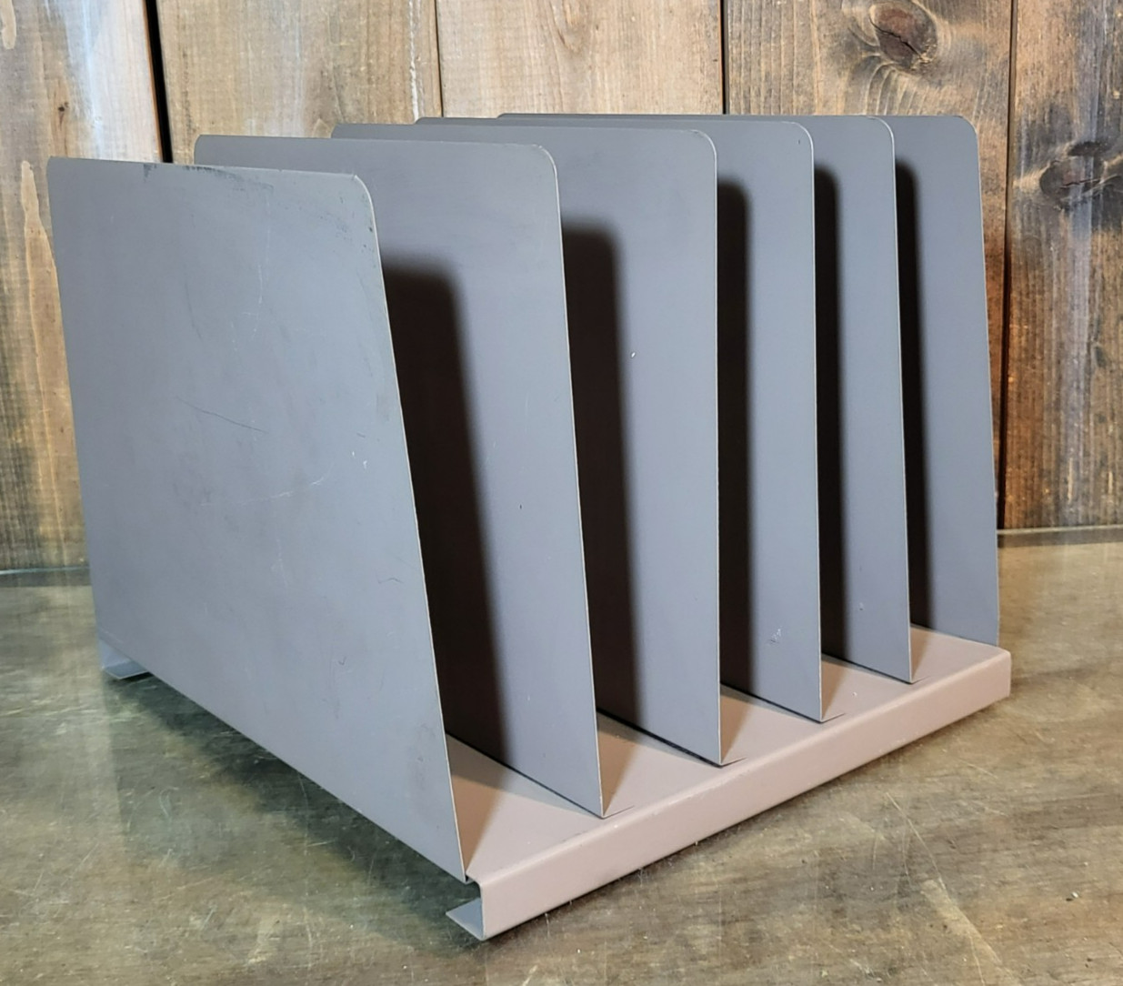 Vintage 5 Slot metal office desk file holder organizer retro industrial Lit-Ning