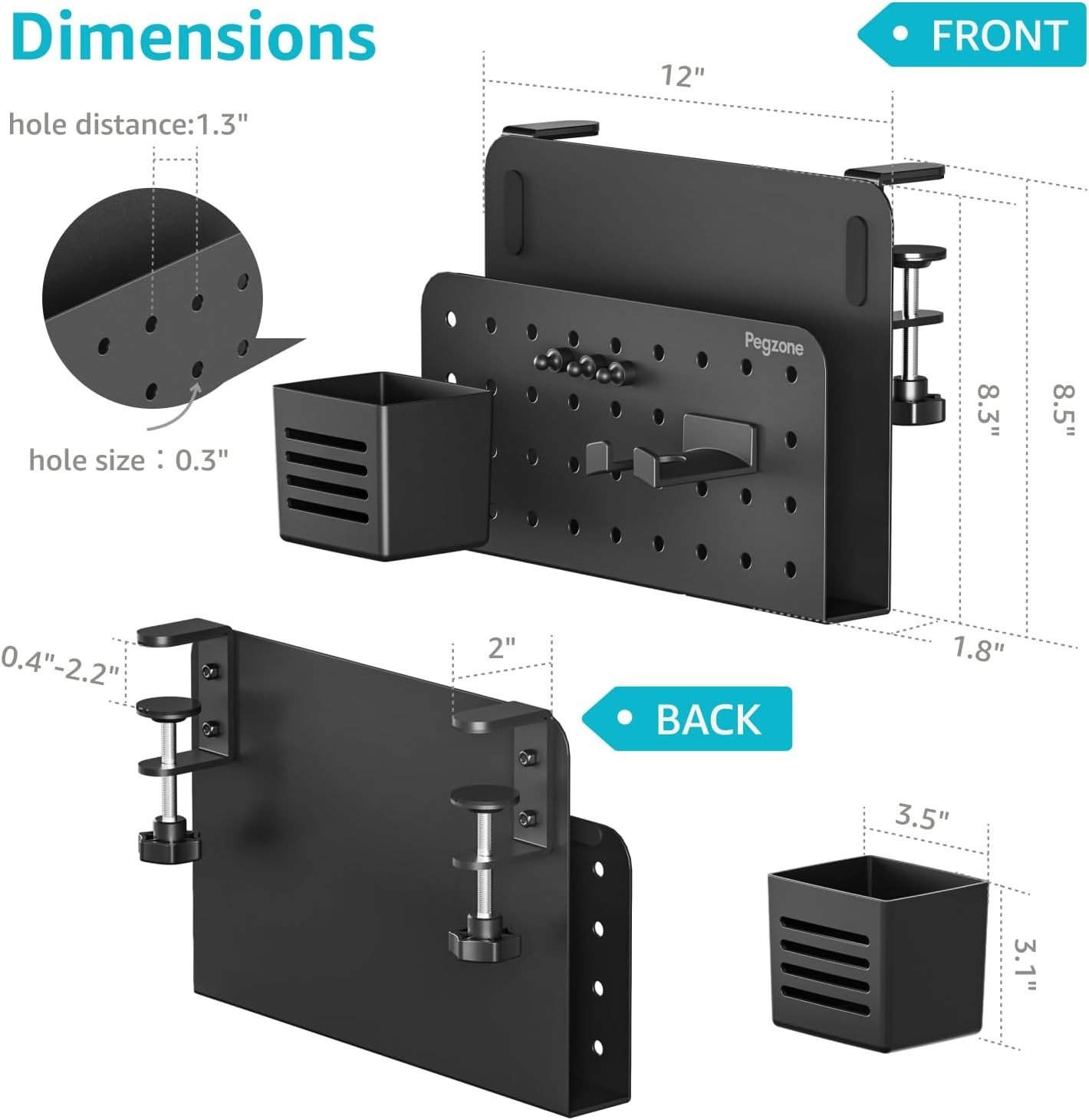 Desk Side Storage Organizer No Drill Under Desk Laptop Holder Clamp on Desks