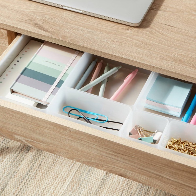 6pc Plastic Drawer Organizer Clear: Desk & Office Organization Set