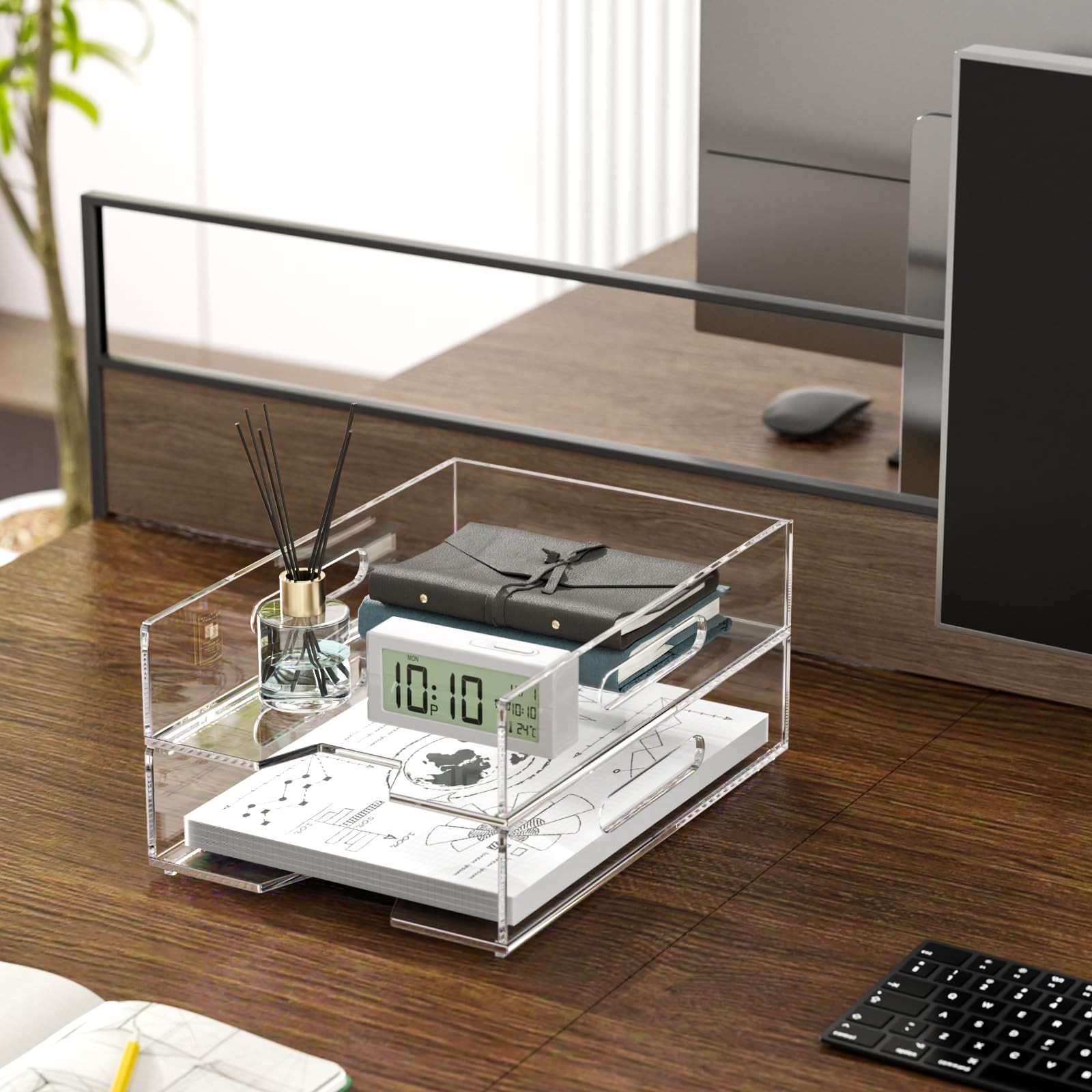 Paper Organizer for Desk Acrylic Paper Tray Clear Letter Tray Desk Stackable …