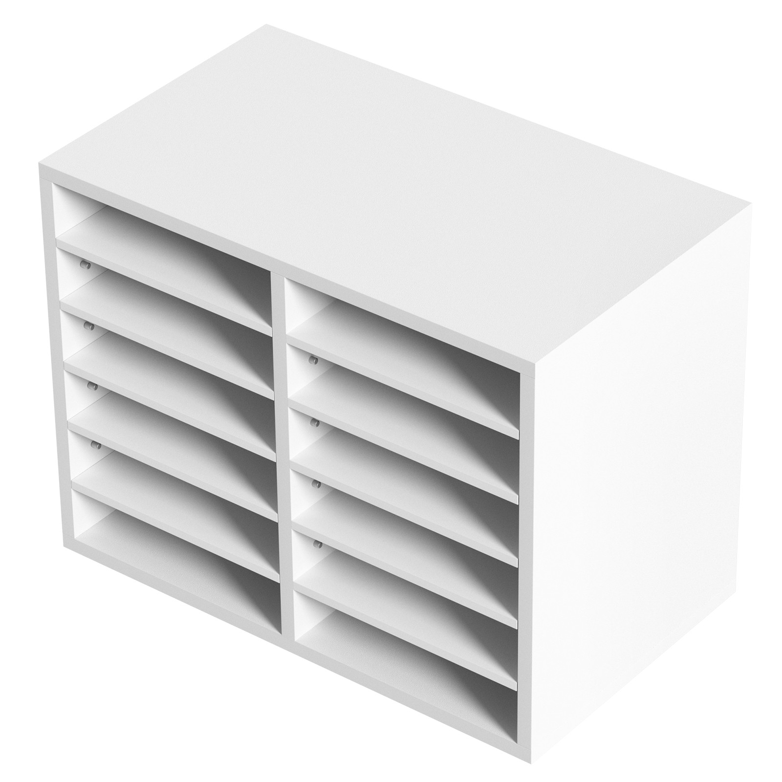 Uimoso Wood Literature Organizer Adjustable File Sorter 12 Compartments White