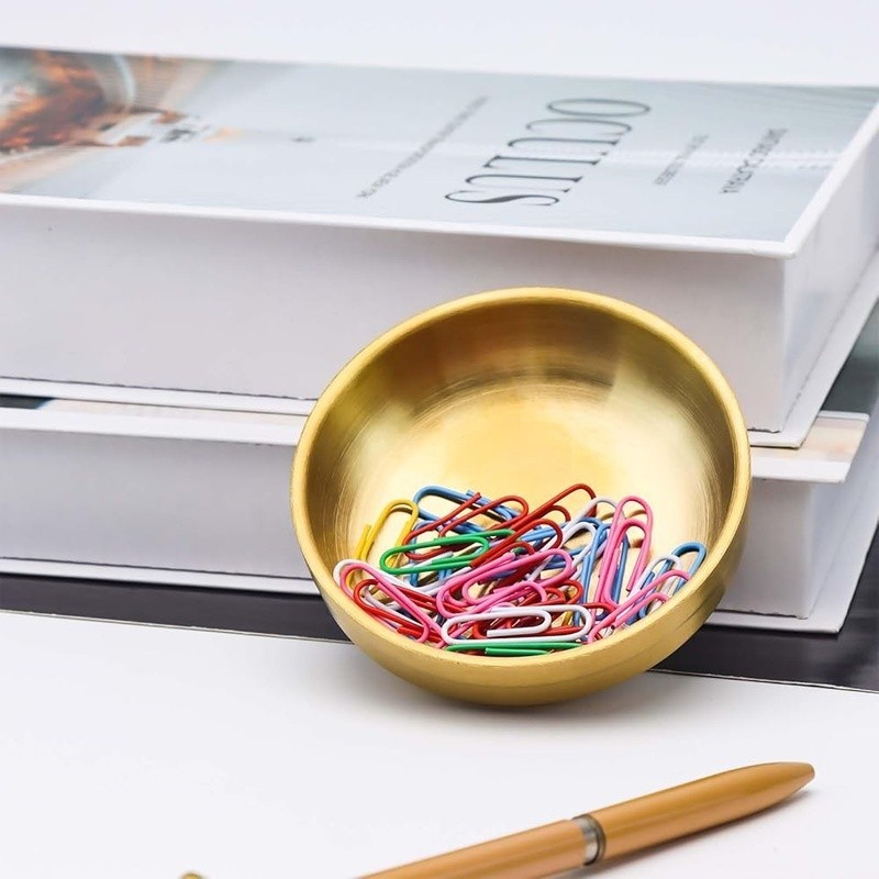 Gold Paper Clip Holder Desk Organizer Stainless Steel Office School Home New