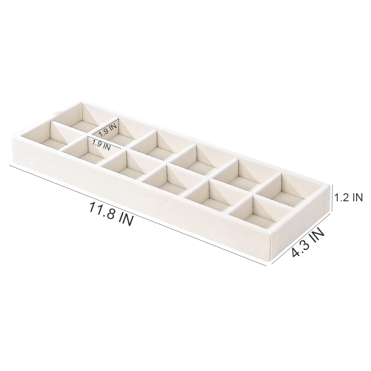 2Pcs Desk Drawer Storage Tray, Nightstand Organizer 12 Grid, Beige
