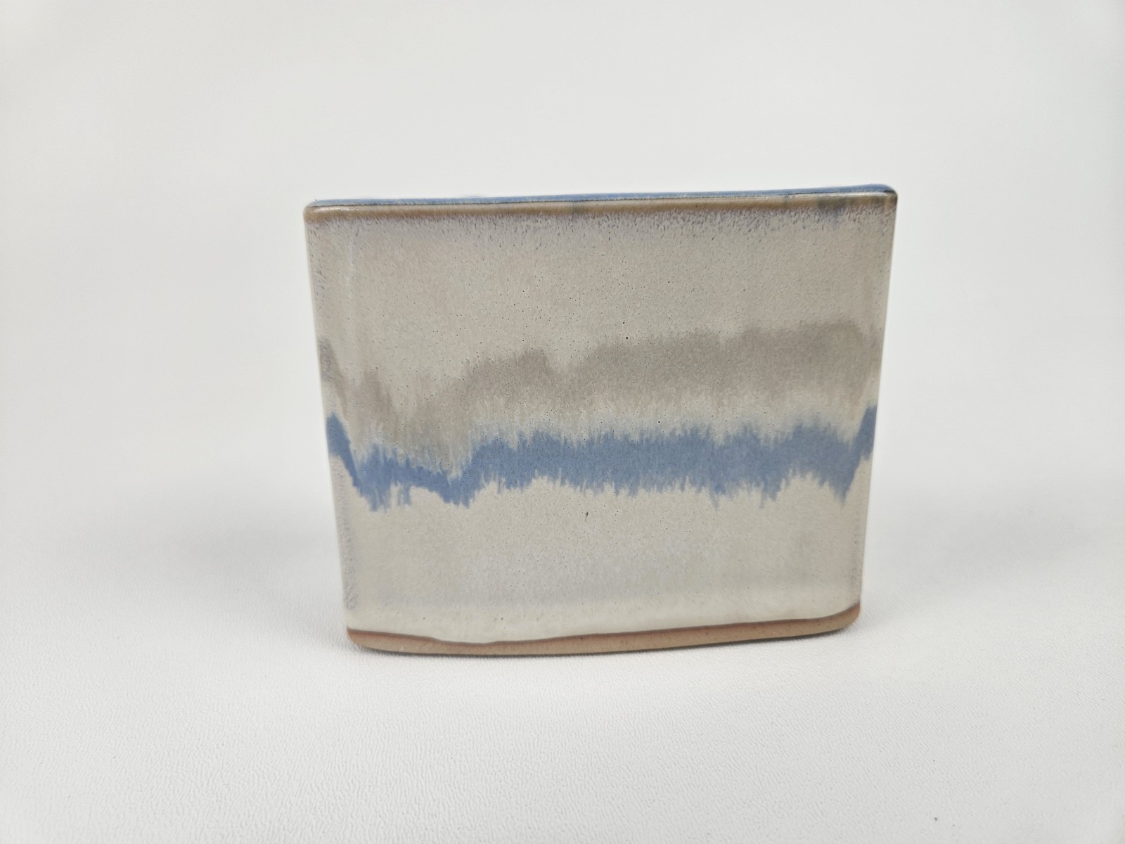 Bay Pottery Blue Grey Green Drip Glaze Desk Organizer Notepad And Pencil Holder