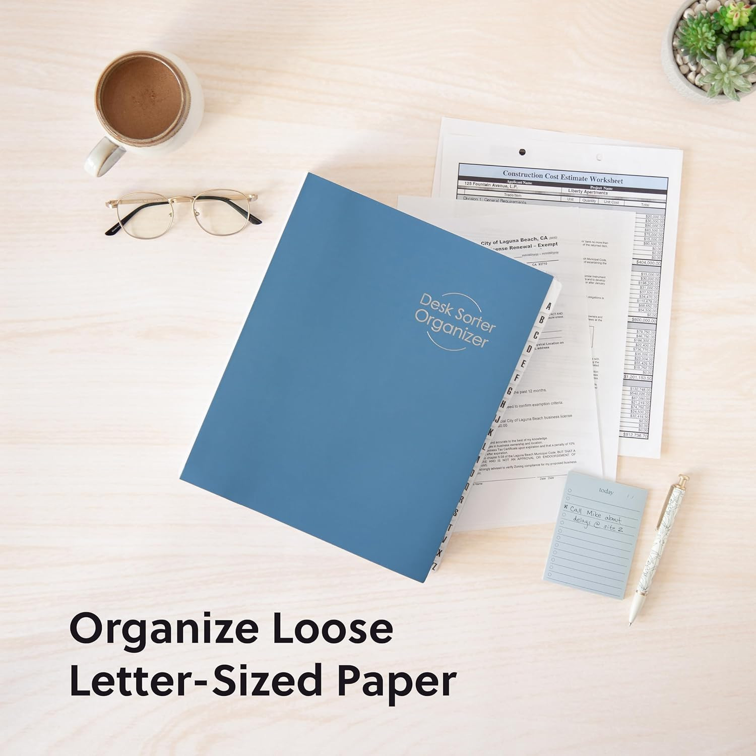 Expandable Office Desk File Sorter, Office Supplies, Alphabetic (A-Z) Desk Organ