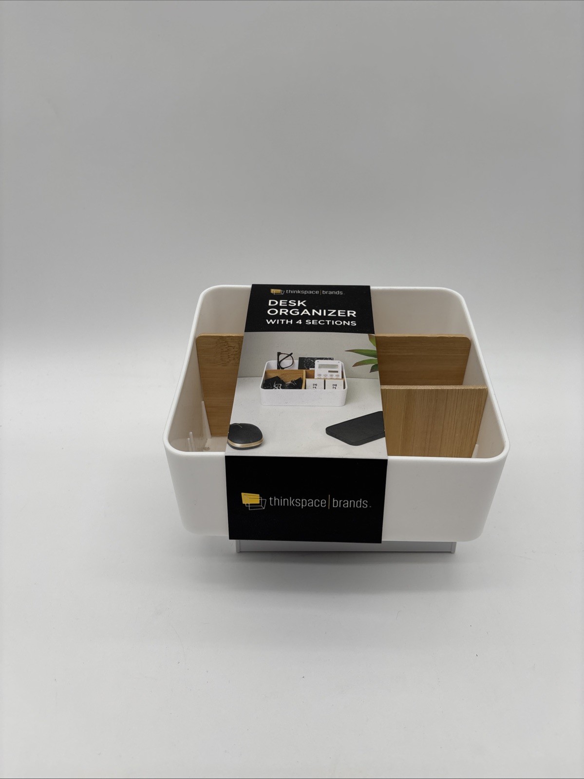 Thinkspace Desk Organizer 4 Compartment Storage White, NEW 7.3″ x 6.2″ x 3.8″