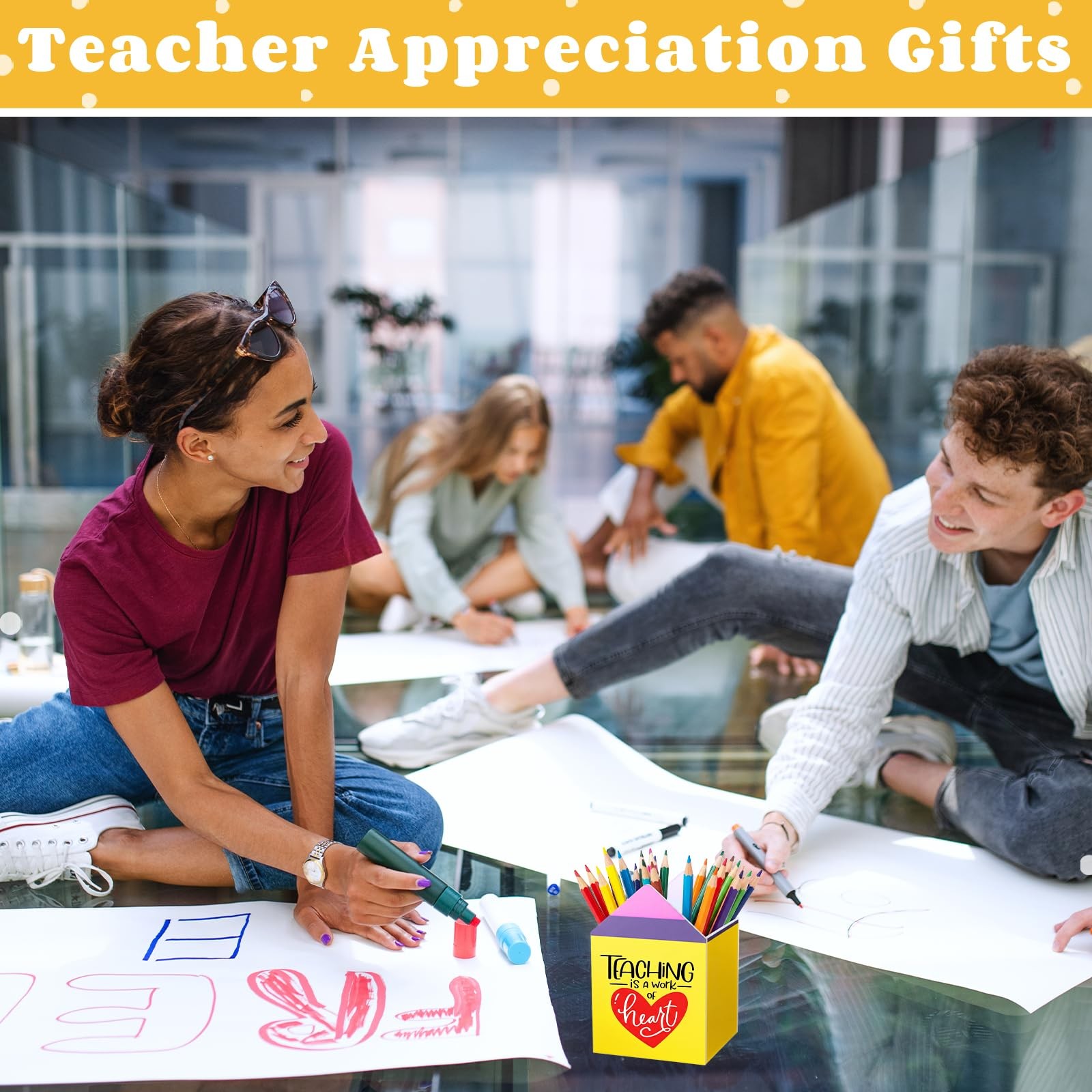 10 Pcs Back to Teacher Gifts Inspirational Acrylic Pen Holders, Pencil Shaped…