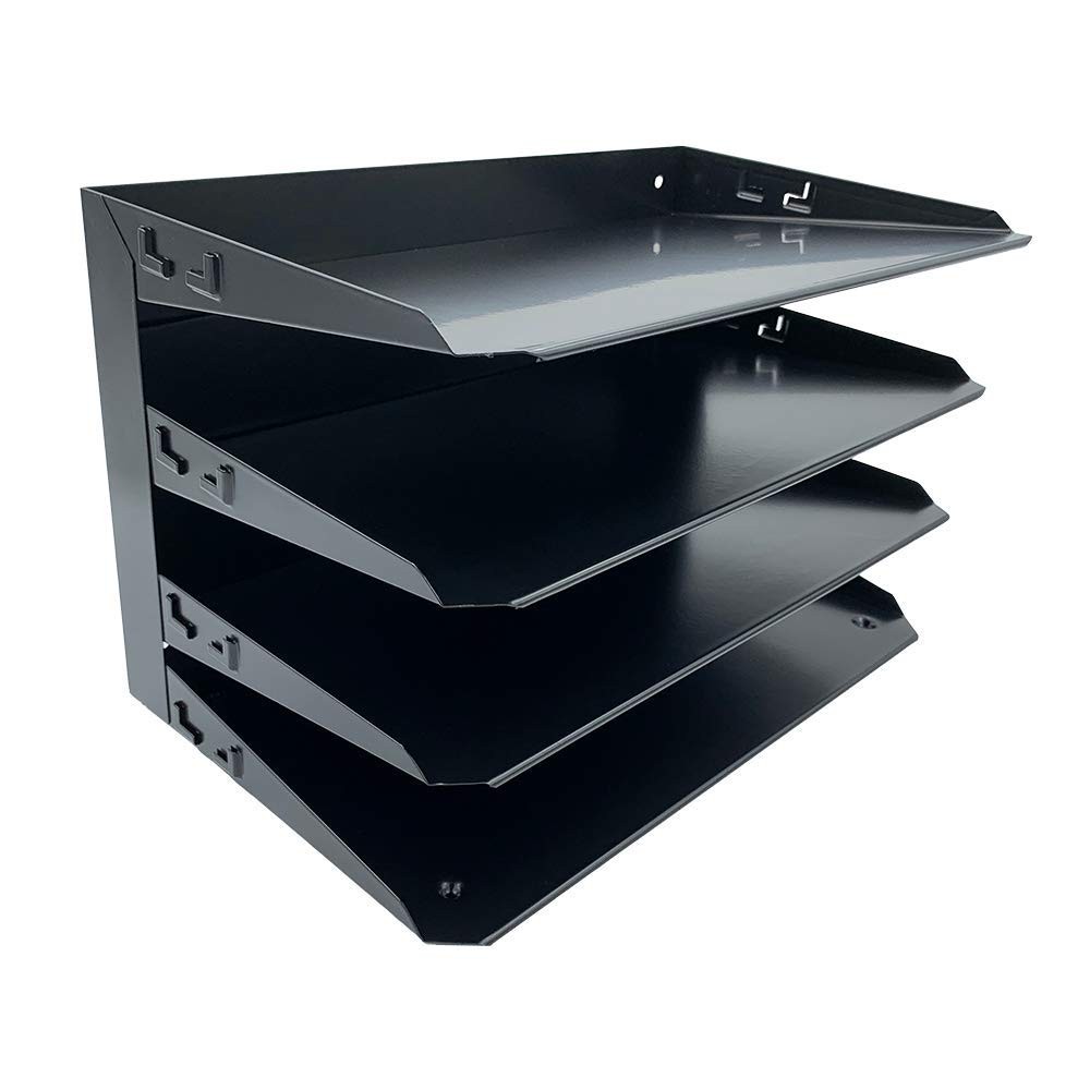 Desktop Horizontal 4-Slot Legal File Binder Organizer Storage Letter Tray, Bl…