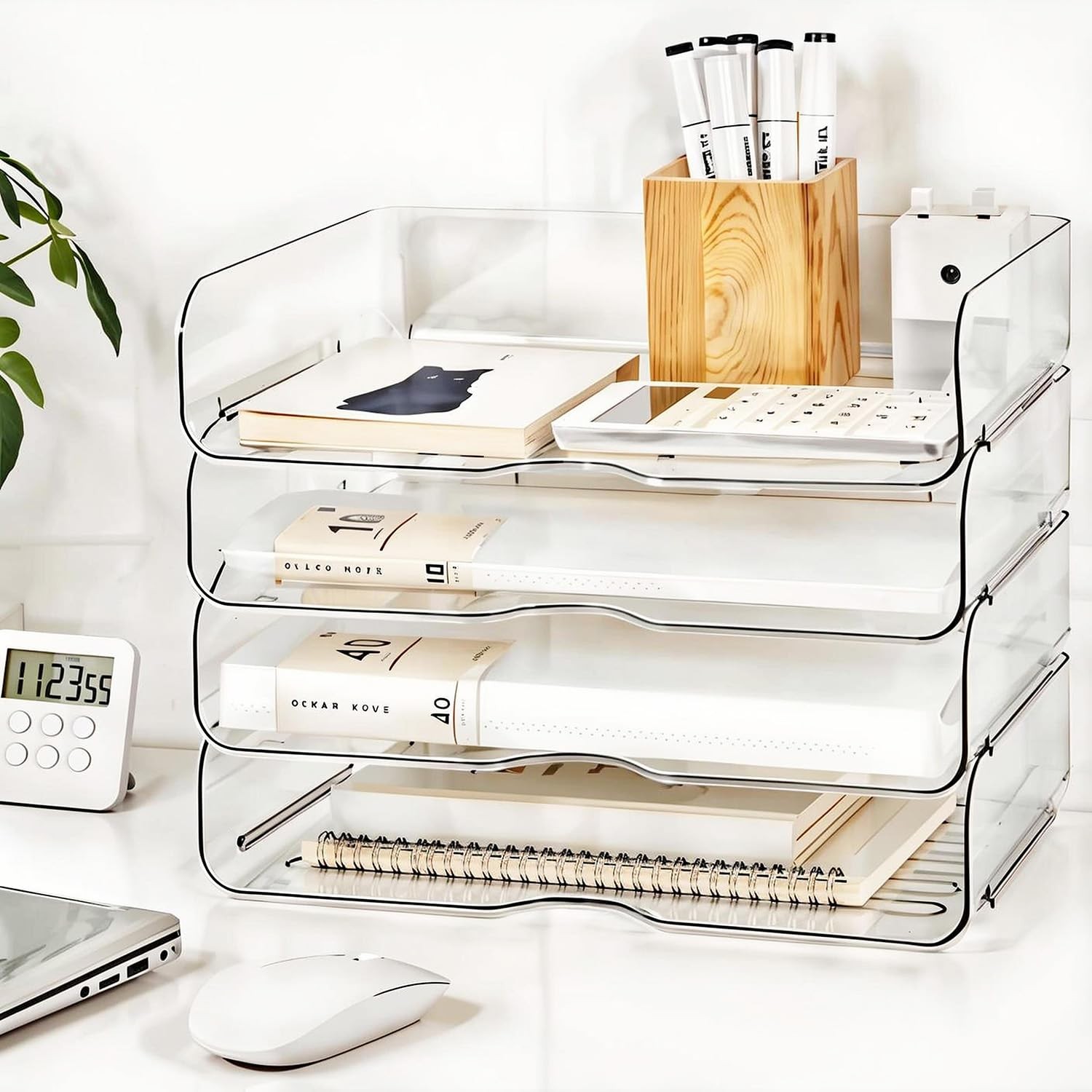 Large Capacity Desk Organizer, 4 Tier Paper Organizer, File Organizer for Des…