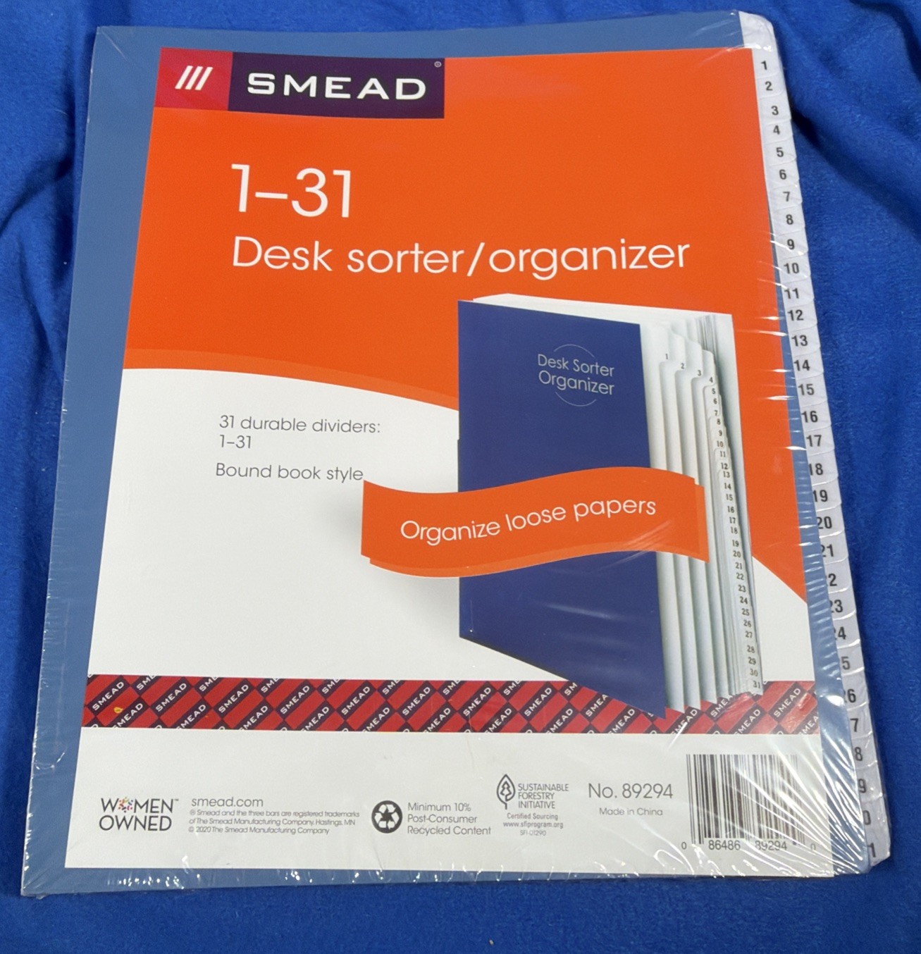 SMEAD 1-31 Desk sorter / organizer Bound Book Style for loose papers No. 89294