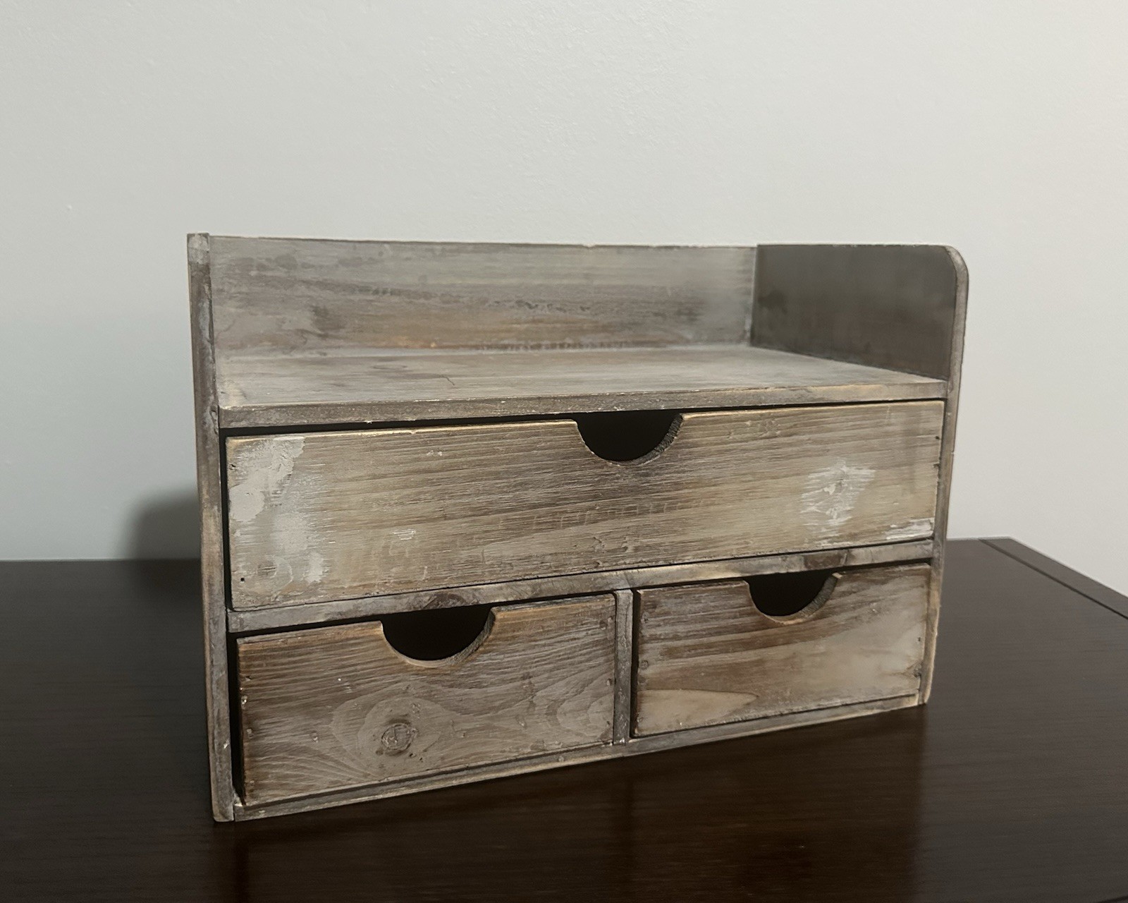 Rustic Wooden Office Desk Organizer Rack for Desktop, Tabletop, Office Supplies