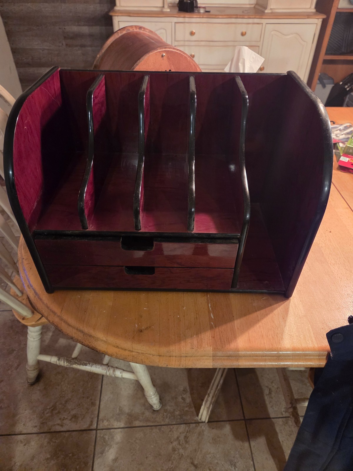 Vintage Wooden Desk Organizer With Drawers