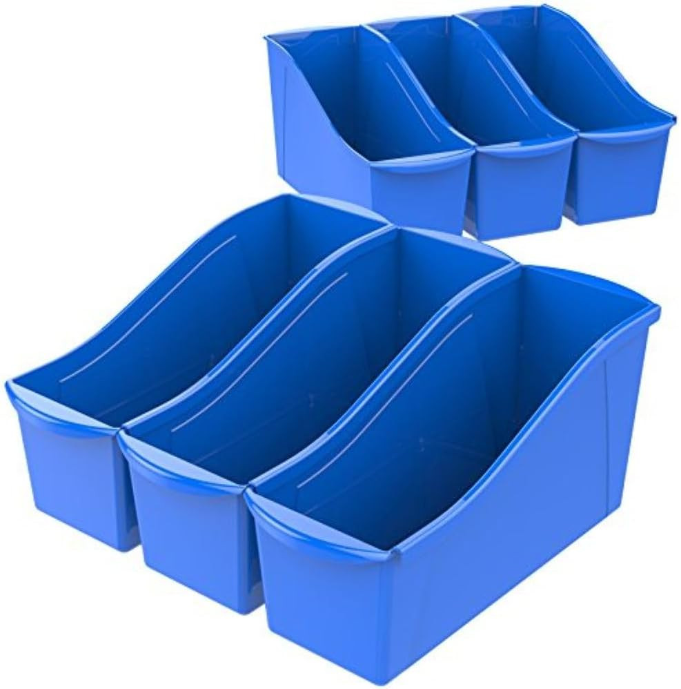 Storex Large Book Bin, Interlocking Plastic Organizer for Home, Office and Class