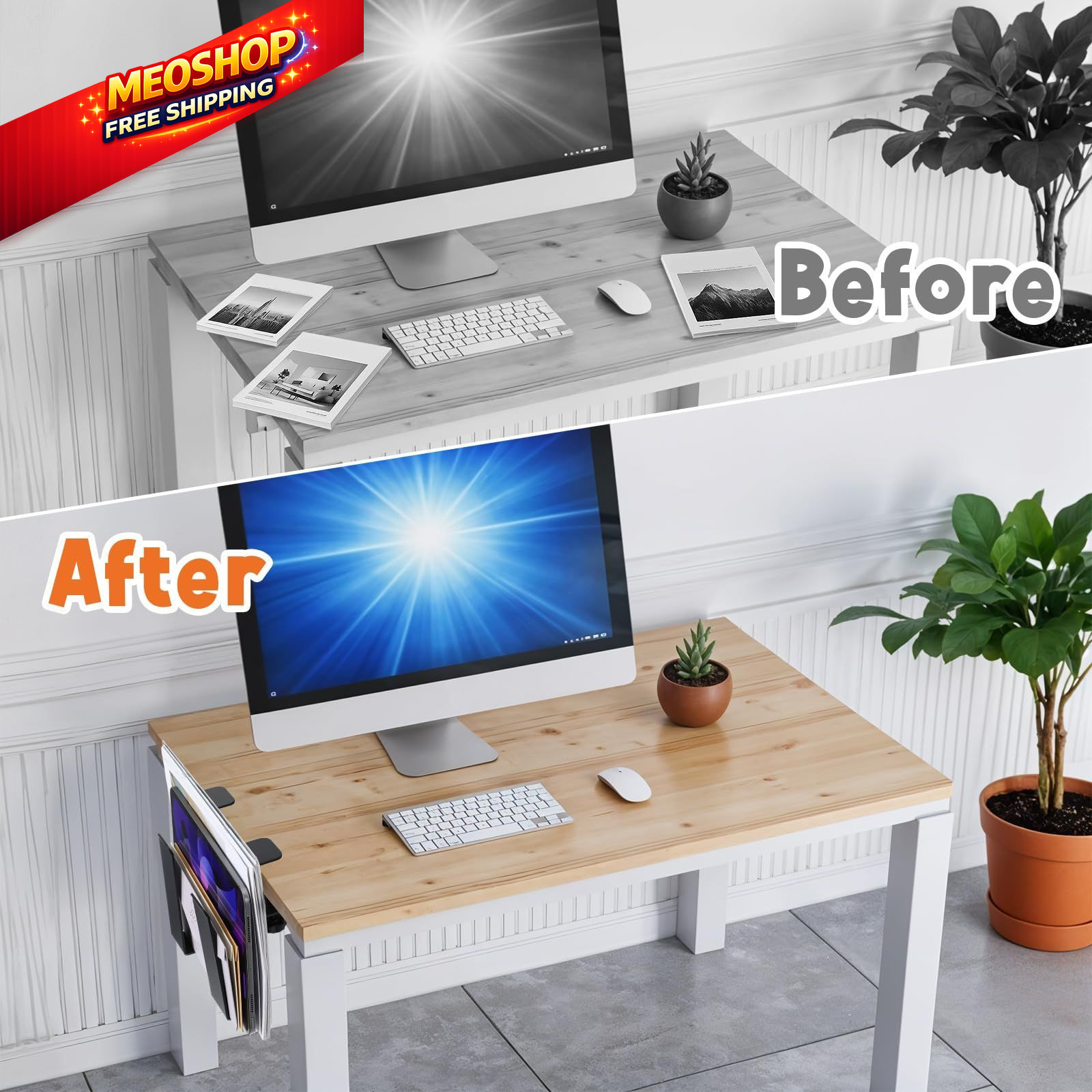 HOFURME 2 Pack Adjustable Desk Side Laptop Holder, Heavy-Duty Metal Desk…