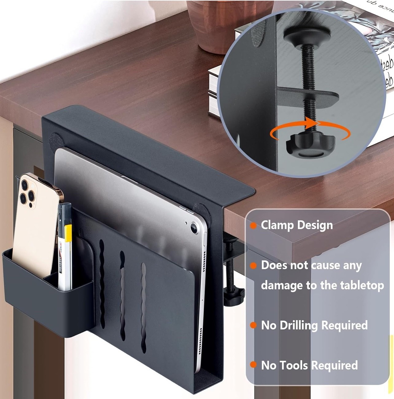 FEIKU Under Desk Organizer with Magnetic Pen Holder No Drilling Required to Hang