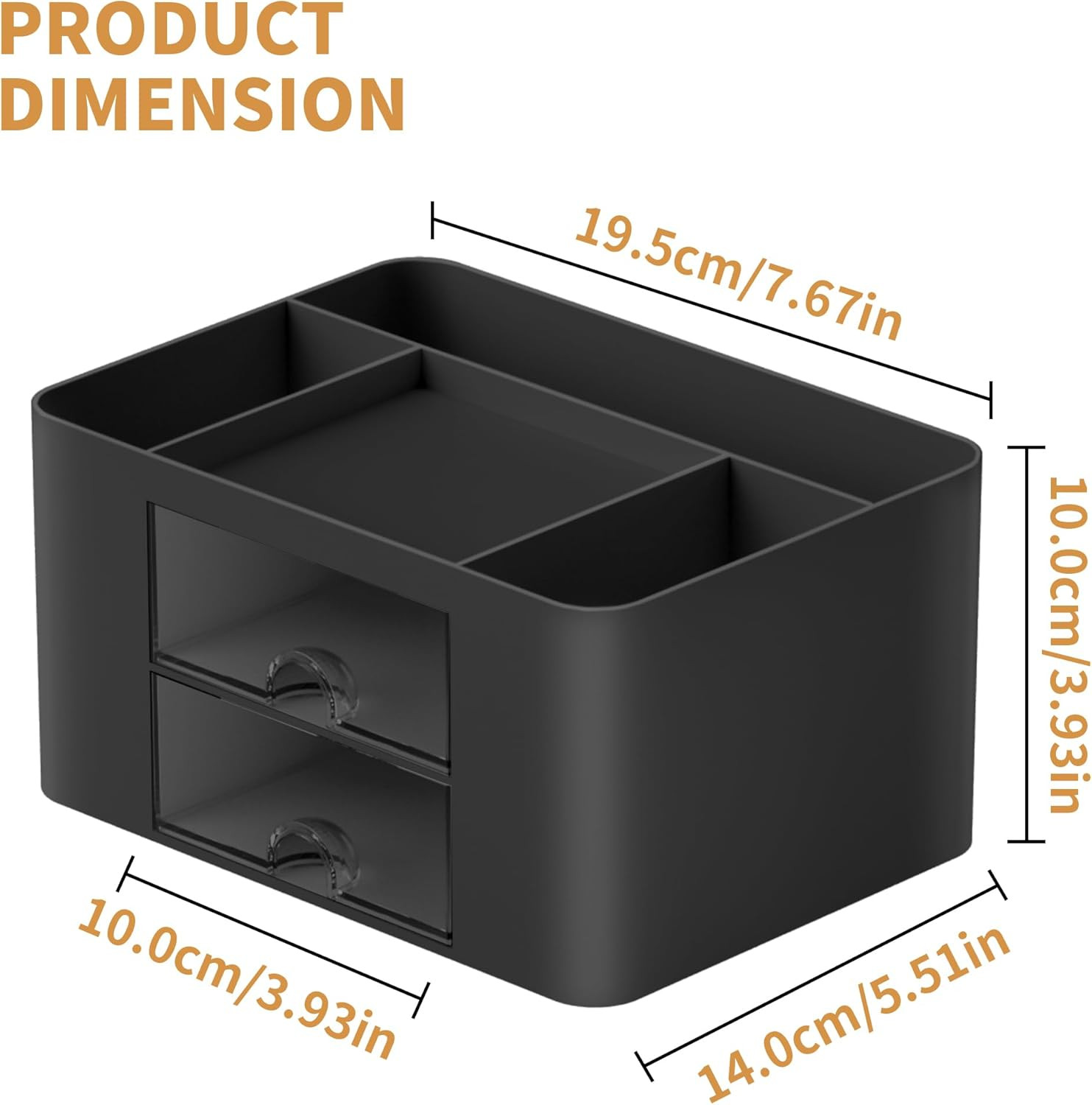 Pen Organizer with 2 Drawer, Multi-Functional Pencil Holder for Desk, Desk Organ