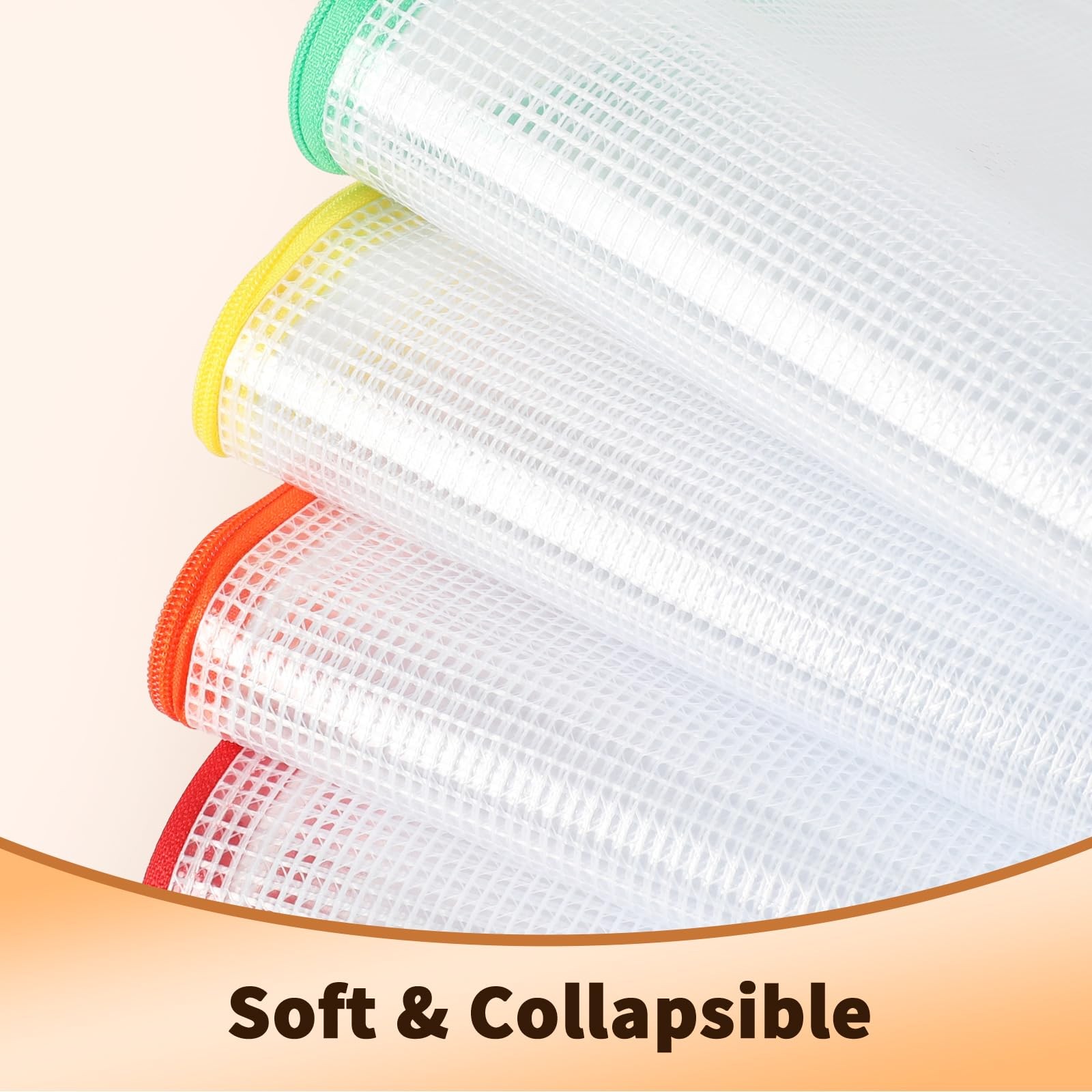 Zipper Mesh Document Pouches 18 Pack 6 Assorted Sizes 6 Colors Clear Bags