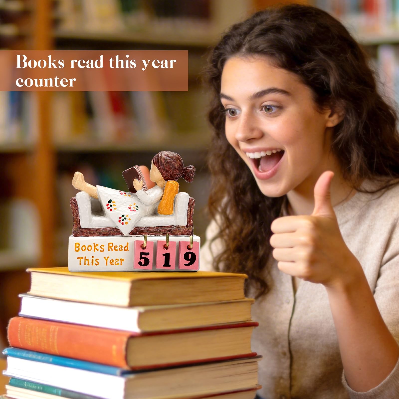 Books Read This Year Counter Book Lover Tracker Home Library Shelf Decor