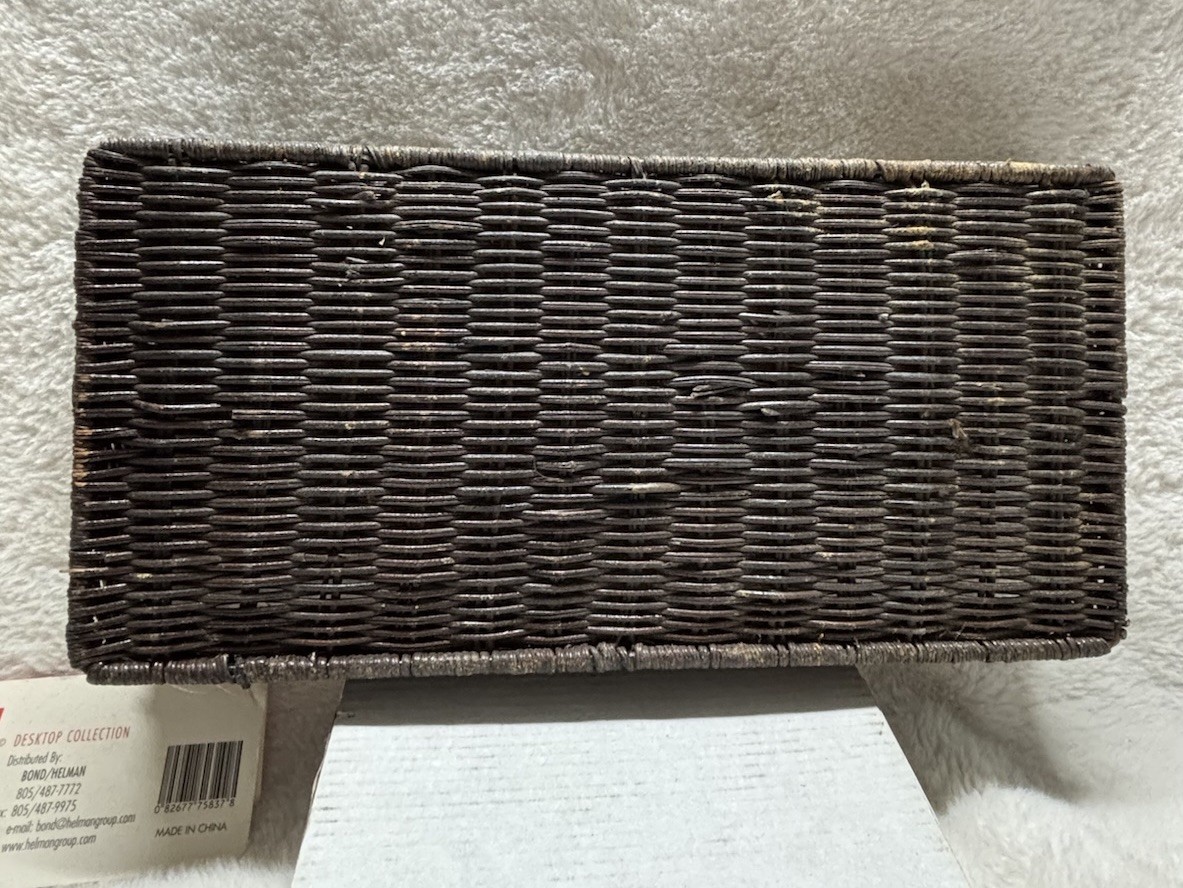 Stained Wicker Desk Organizer With Tag Made By Bond/Helman