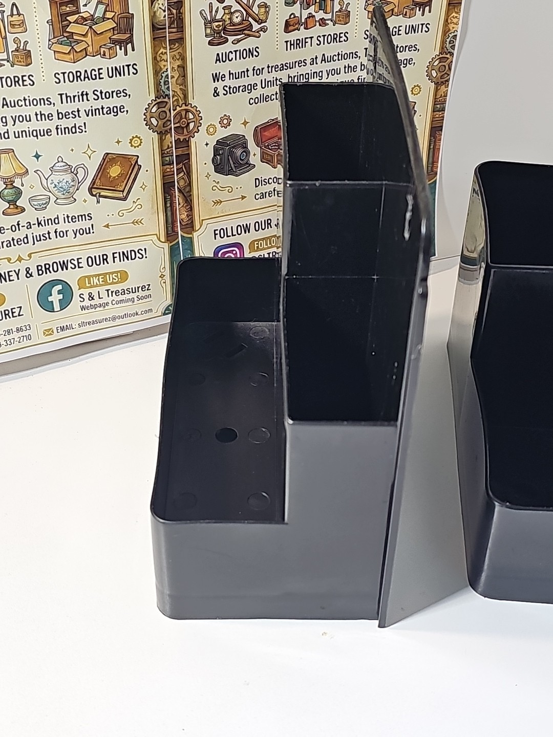 black acrylic multi-compartment organizer X 2