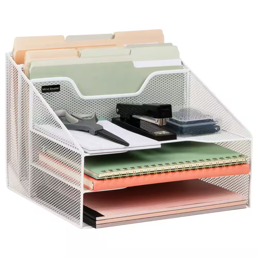 12.5 In. L X 11.5 In. W X 9.5 In. H File Organizer Desk Organizer Paper Tray Met