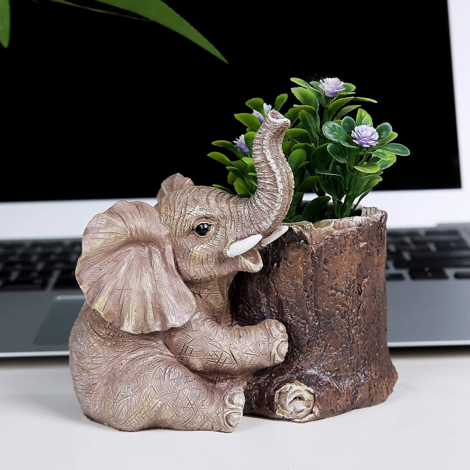 Resin Elephant Pen Holder, Cute Elephant Desk Organizer, Creative Animal Pen Cup
