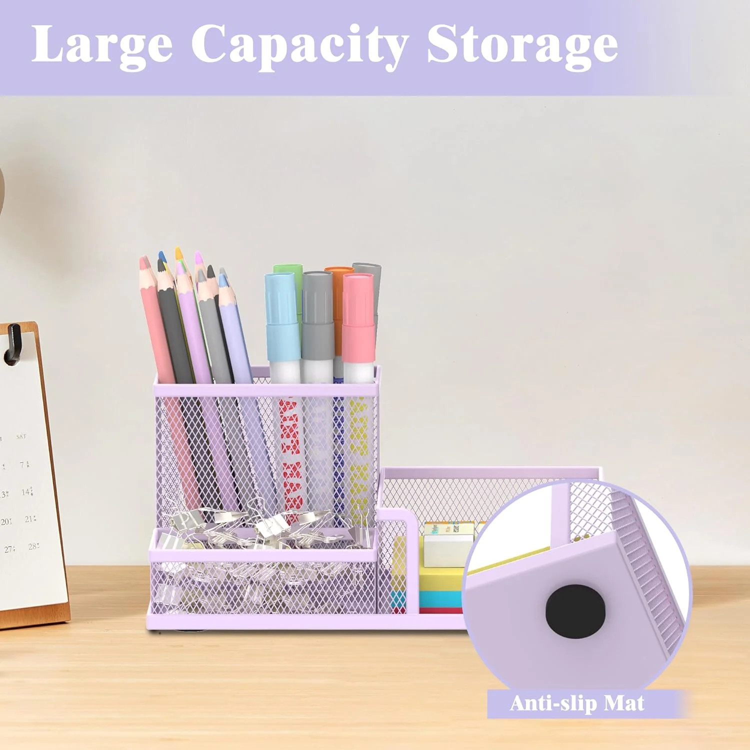Pen Holder Desk Organizer, 3-Compartment Office Supplies Pen Holder, Organizer