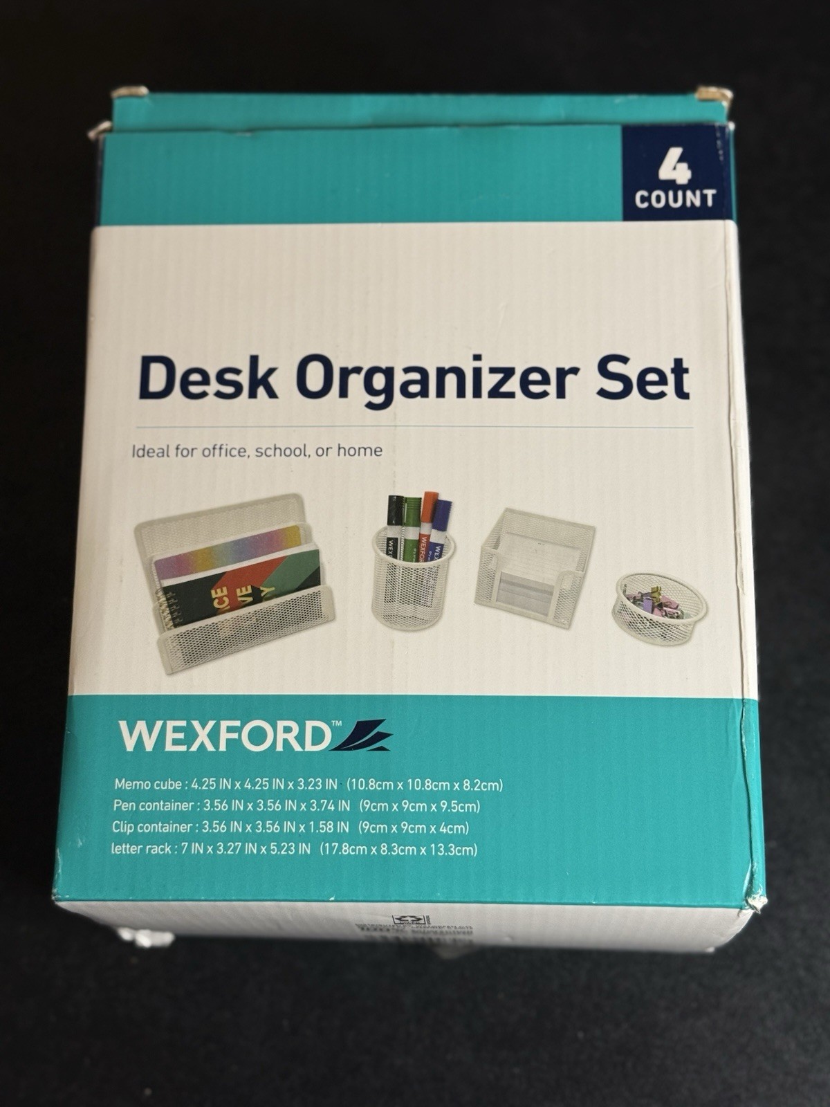 Wexford Desk Organizer 4 Piece Set, Ideal for Office, School, Home – Gold – New