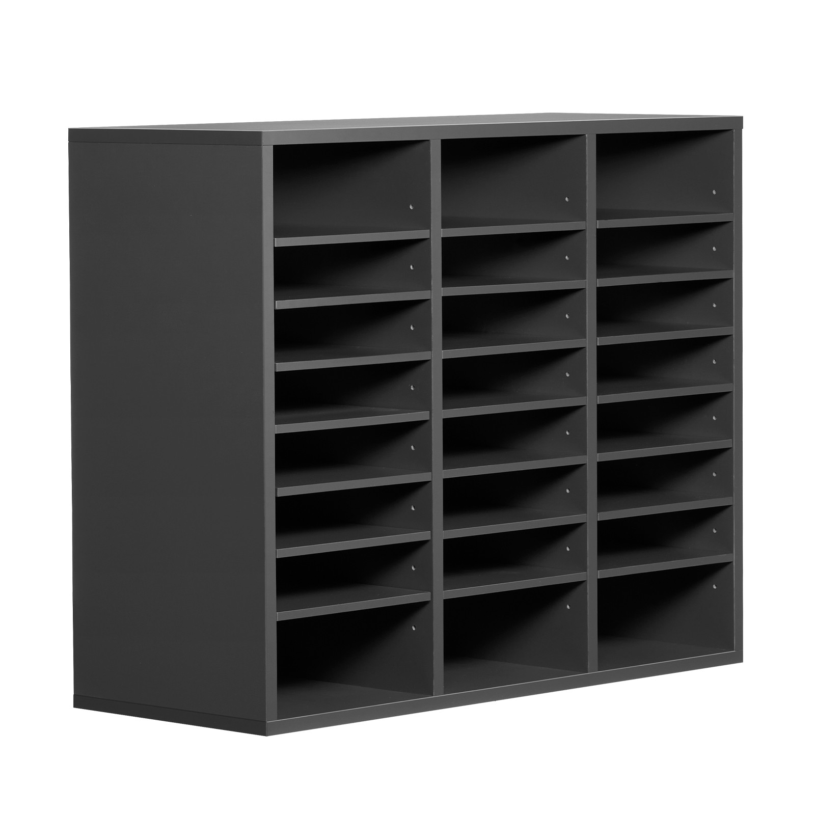 Wooden Literature Organizer 24 Compartments with Adjustable Shelves Grey