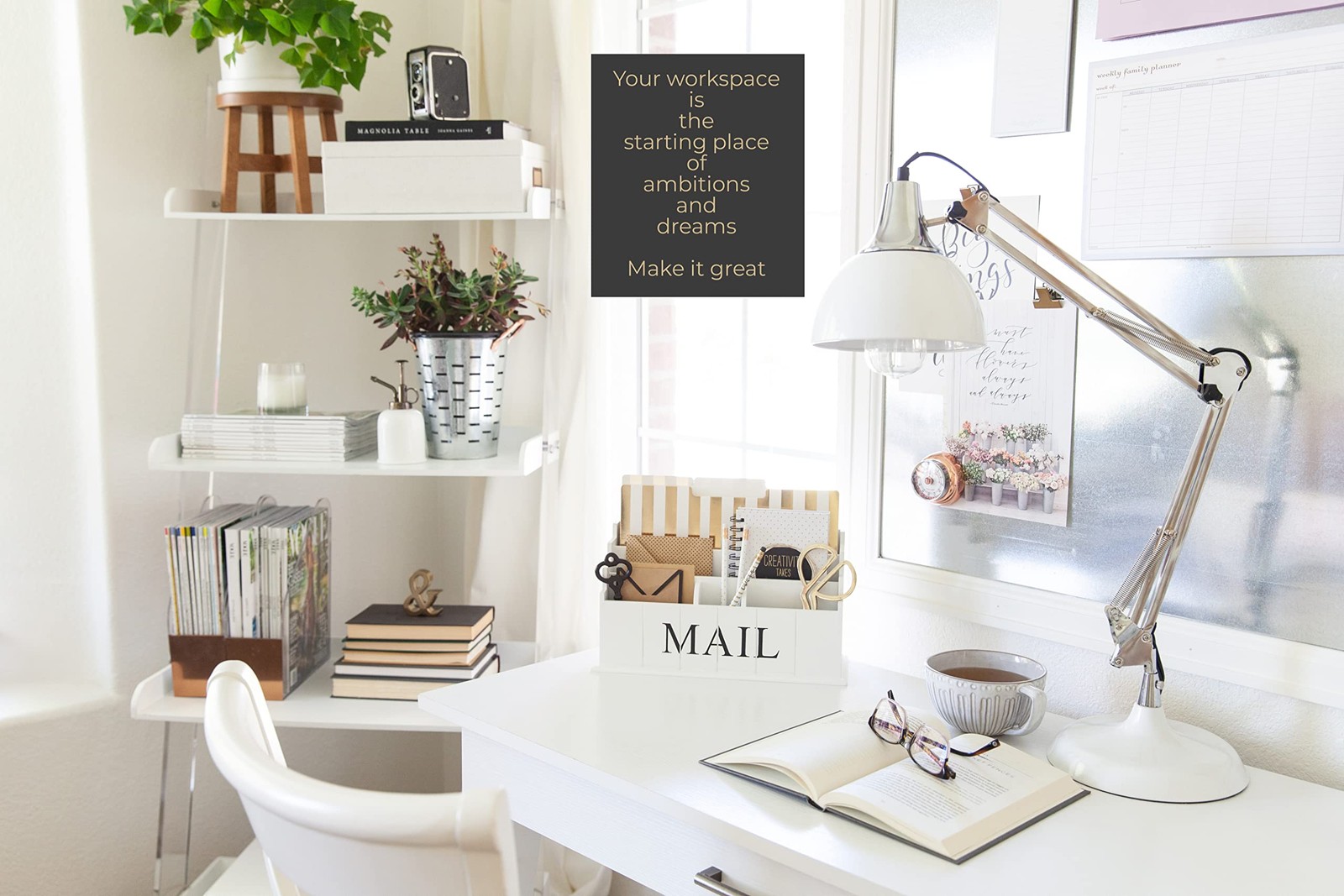 BLU MONACO | White Wooden Mail Organizer for Countertop | Standing File Organ…