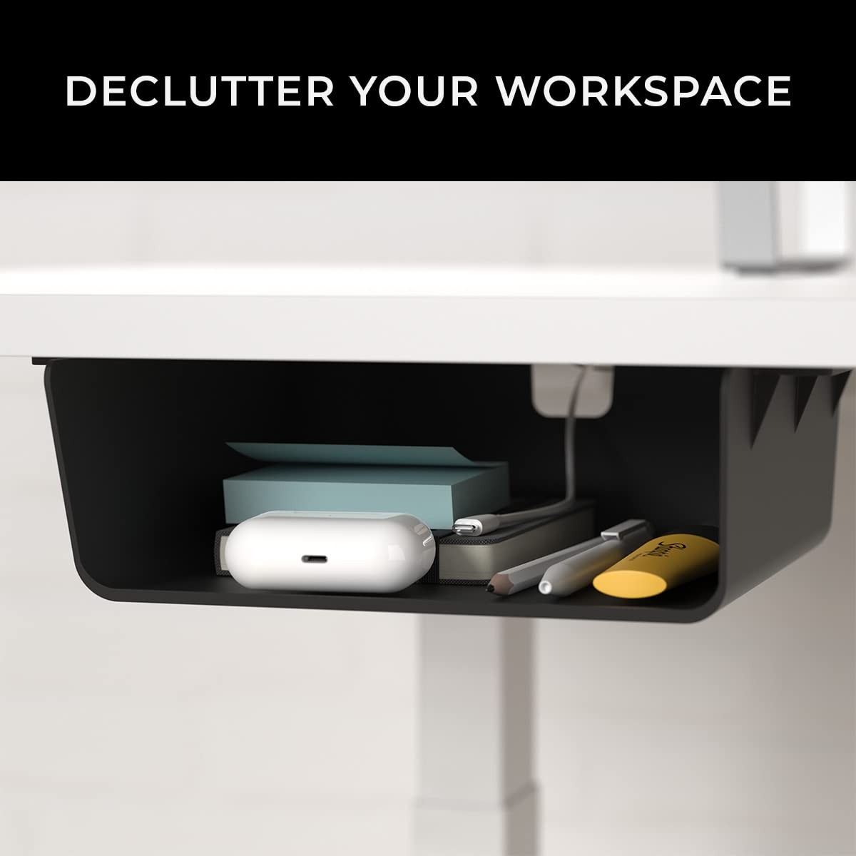 HumanCentric Under Desk Storage Shelf, Drawer Organizer for one pack, Black