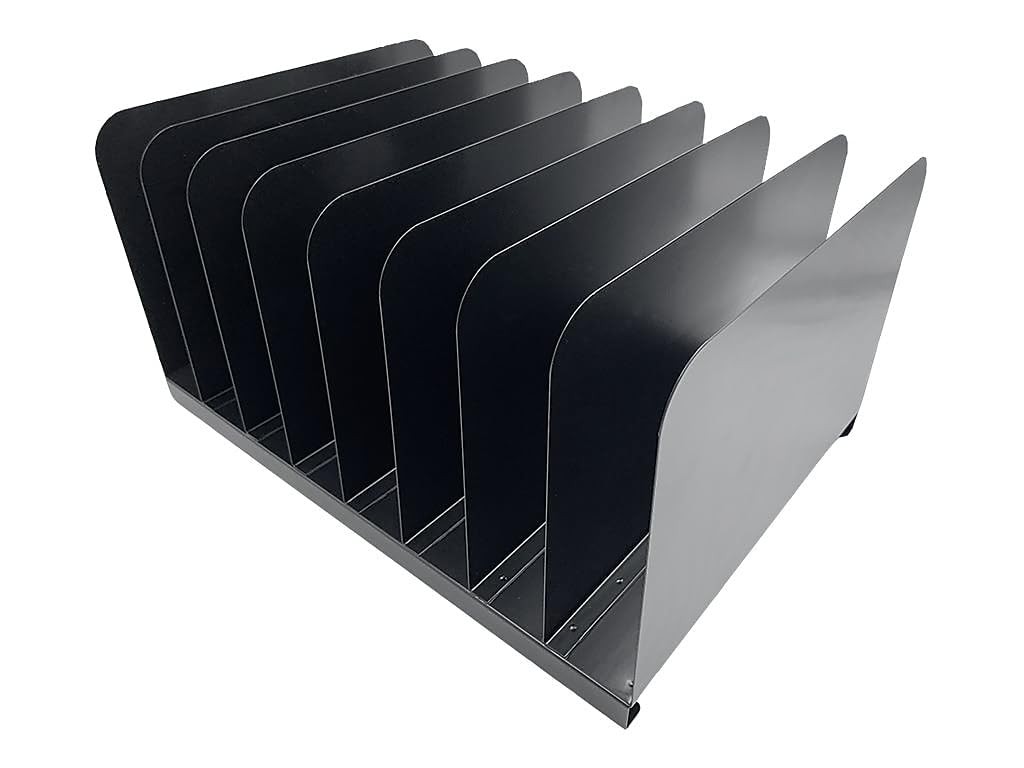 Huron Applied Sciences Vertical 8 Slot Steel Desk Standard, Black