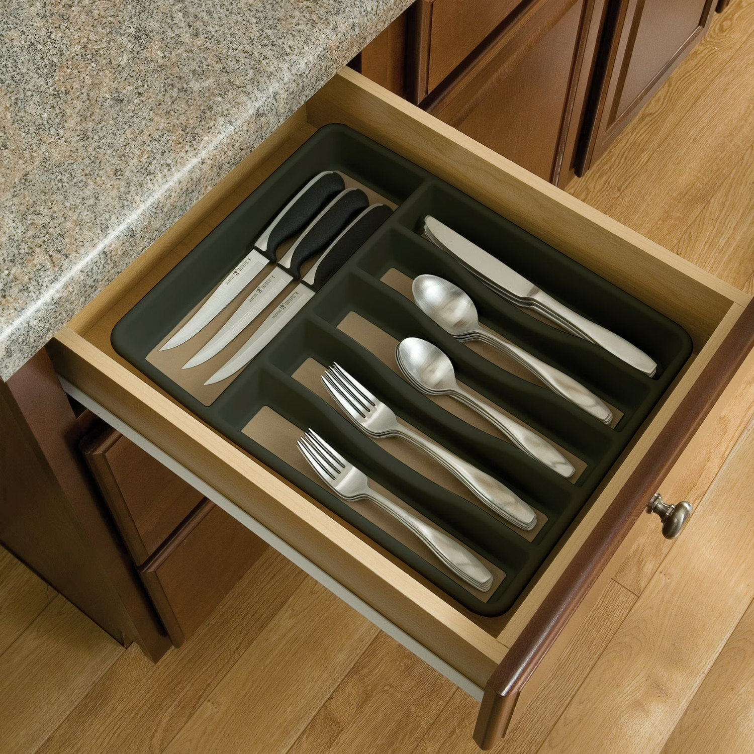 Rubbermaid Silverware Organizer, Large, Grey, 3 Pack